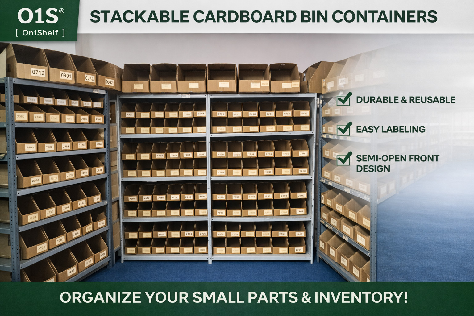 Sturdy Stackable Cardboard Storage Bin Containers picking eccomrce warehouse