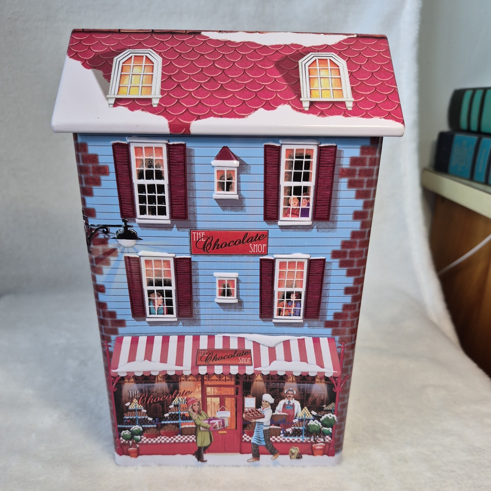 Harry London Chocolate Shop Tin Box – 8 in Collectible Christmas Village – Mint