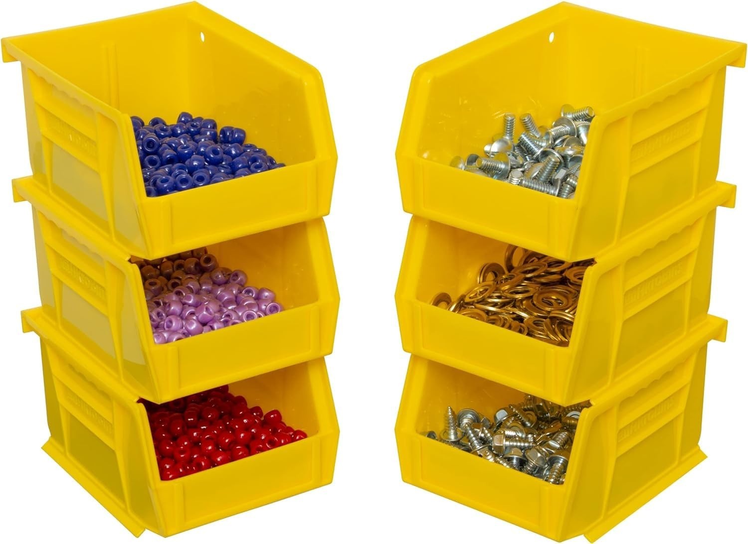 Space-Saving Stackable Plastic Storage Bins for Garage, Pantry, Craft – 6-Pack,