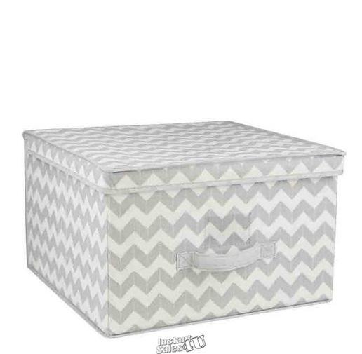 Home Basics Chevron Collapsible Desk Office Crafts Storage Box 16&Prime;Lx16&Prime;Dx10&Prime;H