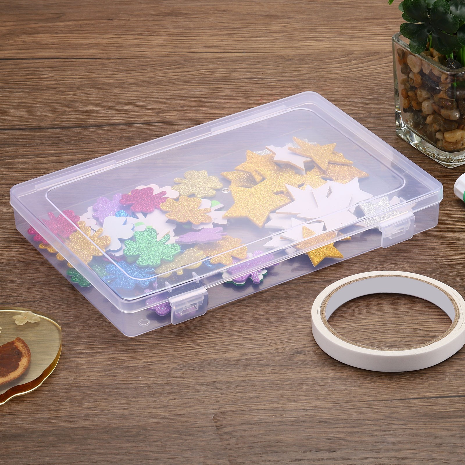 9x6x1.2inch Clear Storage Box with Hinged Lid,12Pack Plastic Organizer Container