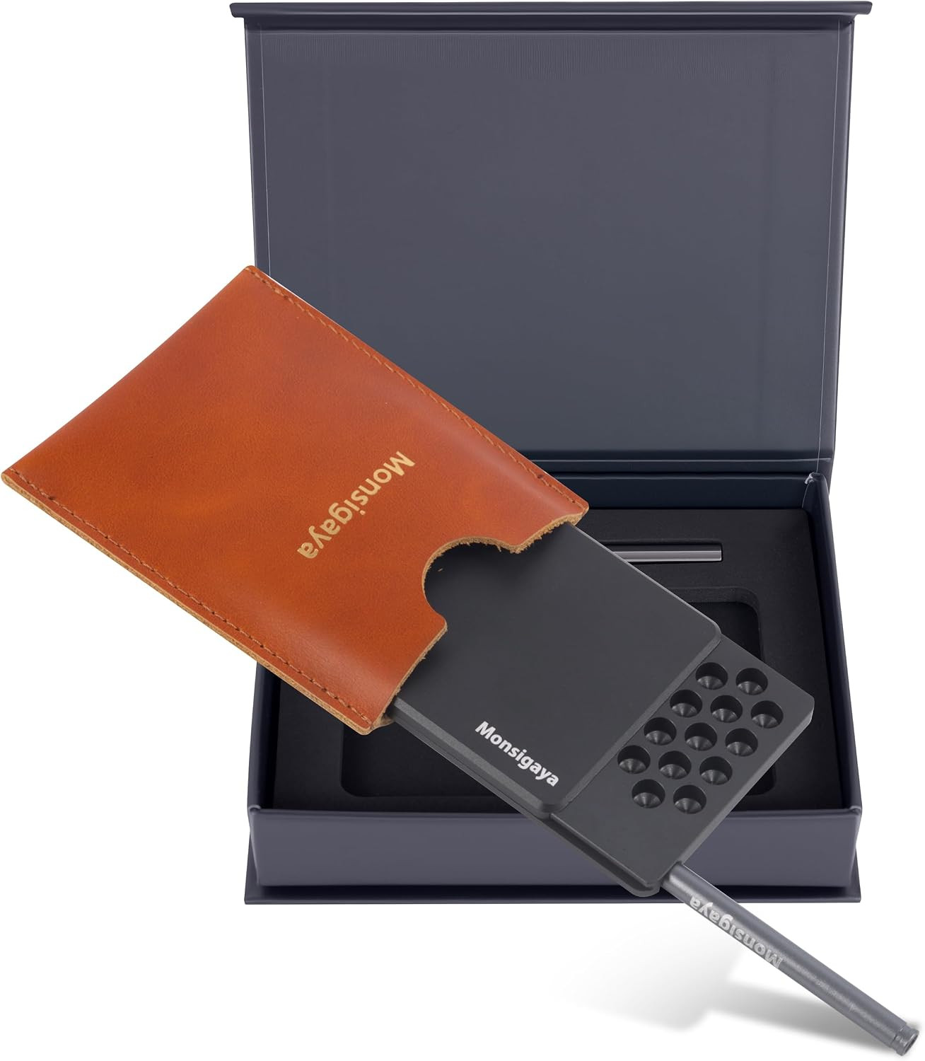 Golf Edition Metal Storage Box with 45 Compartments & Leather Pouch – Dark Gray