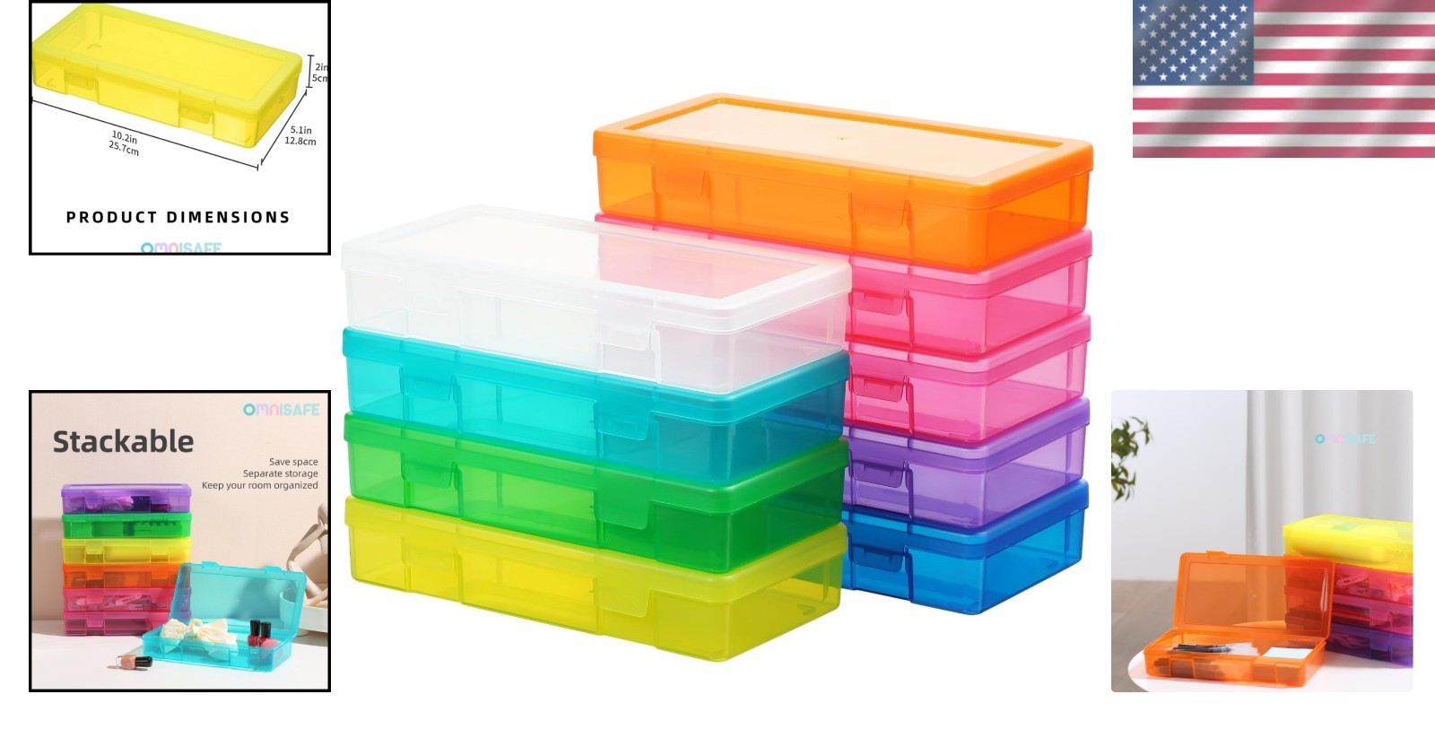 Durable 9 Pack Stackable Hobby Storage Containers for Arts & Crafts Organization