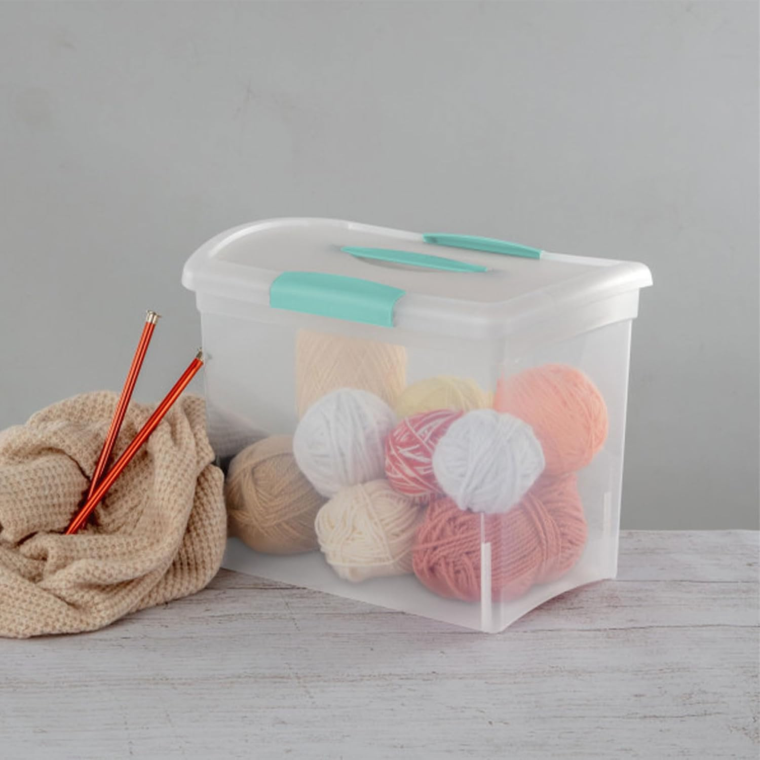 6-Pack Nesting Showoffs, Stackable Plastic Storage Organizer Bins, Clear – Large