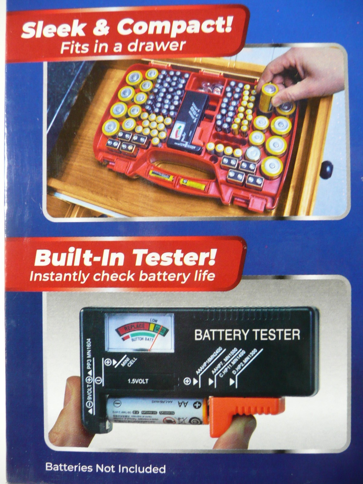 Battery Daddy Storage System Caddy Organizer With Battery Tester Seen On TV 180