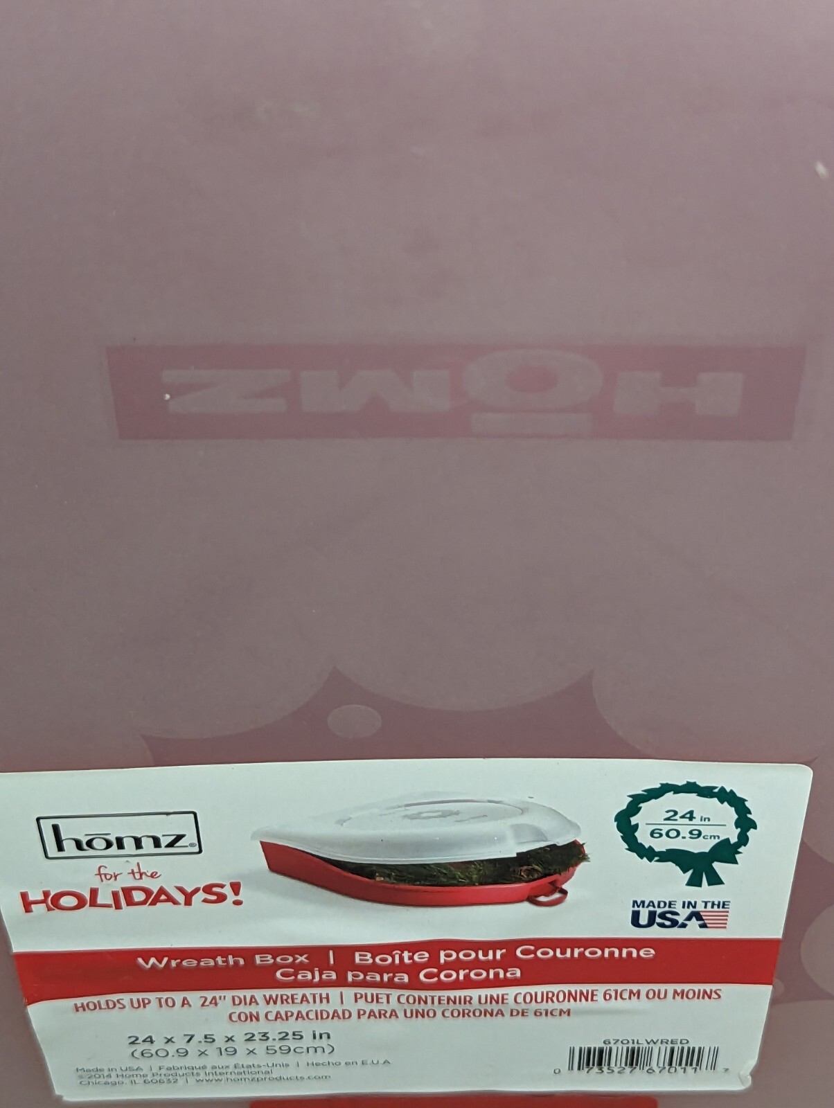 Homz Snaplock Wreath Red Storage Box – Up to 24&Prime; – Made in USA