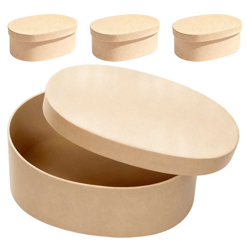 4 Pcs Oval Gift Box Pressed Flower Storage Kit Gifts Kraft Boxes