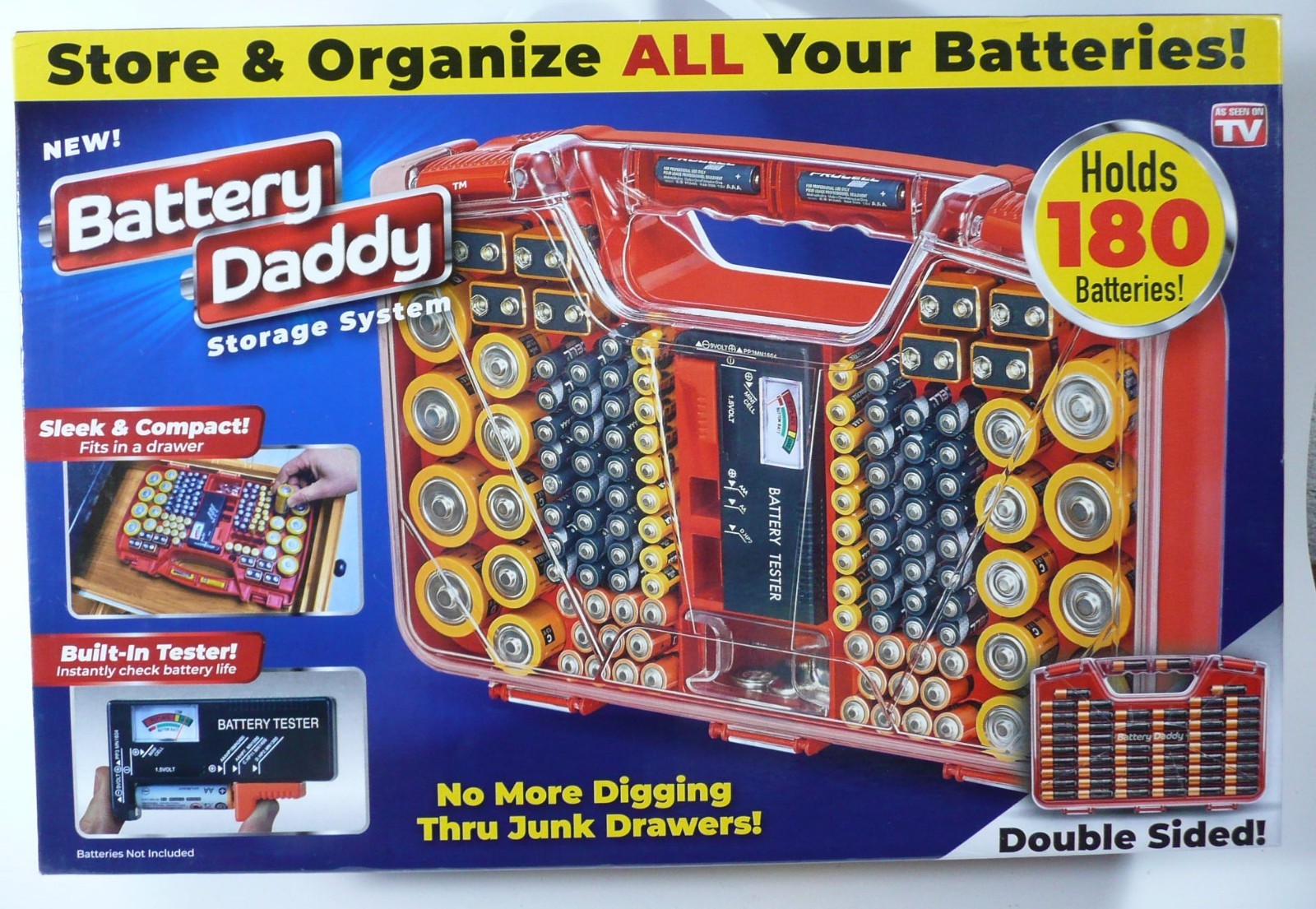 Battery Daddy Storage System Caddy Organizer With Battery Tester Seen On TV 180