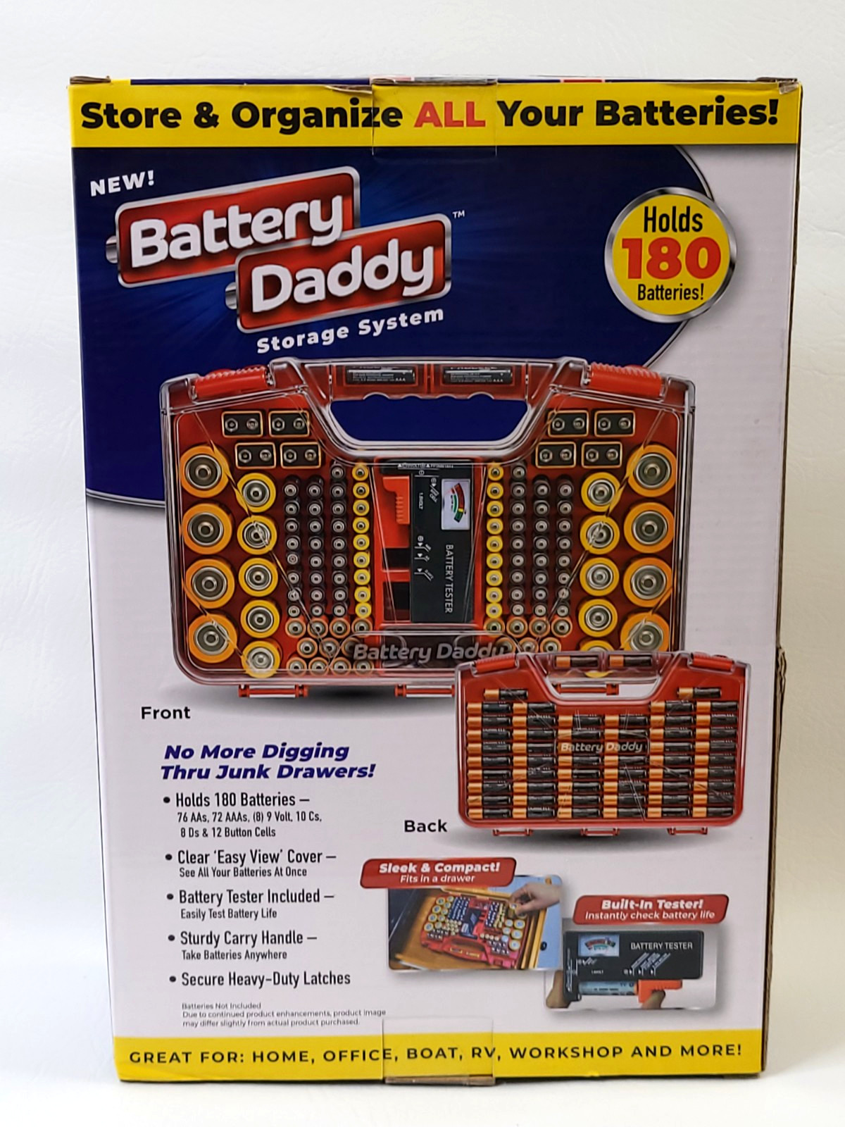 180 Battery Daddy Storage System Caddy Organizer with Case and Tester