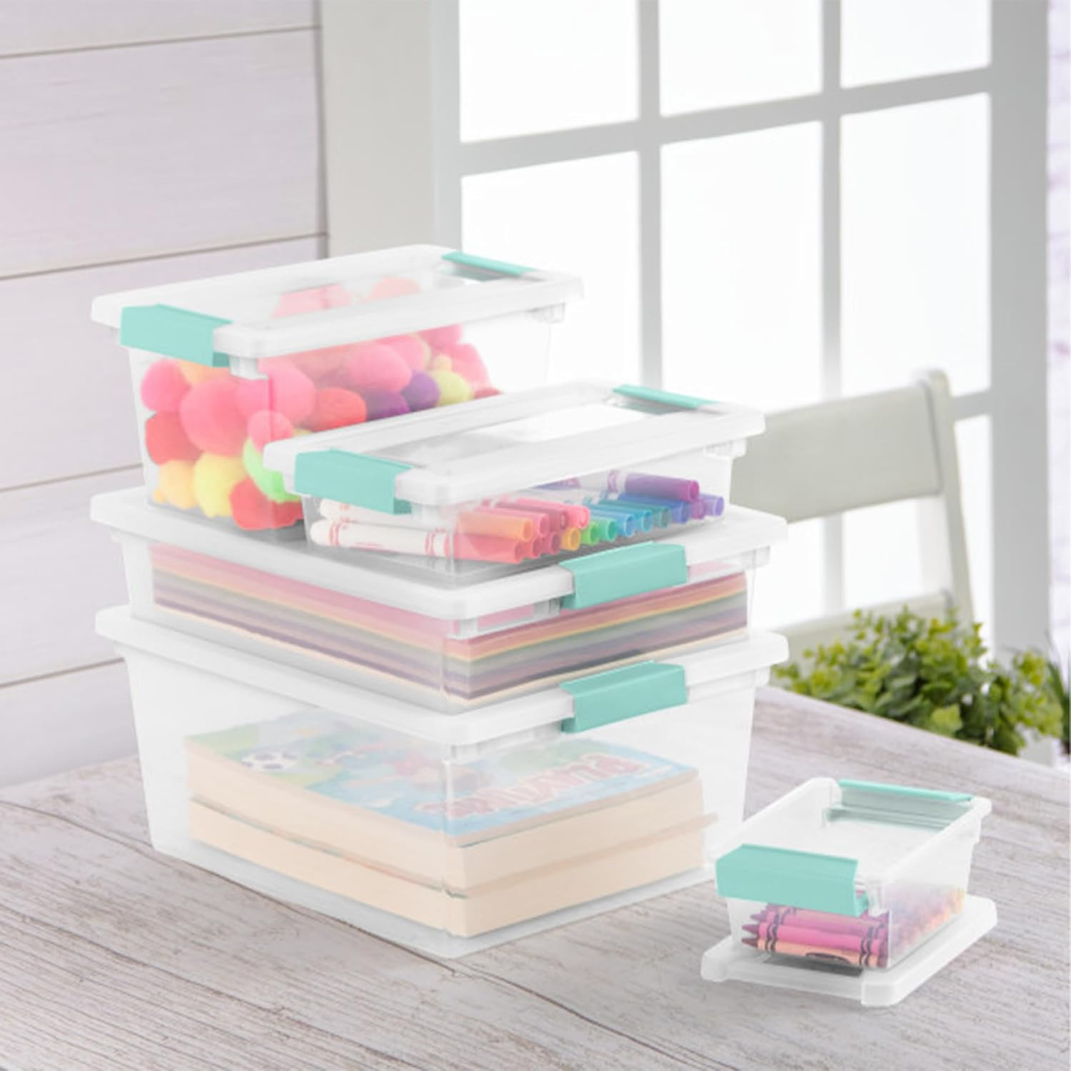 Clip Box, Stackable Small Storage Bin with Latching Lid, Plastic Container to Or