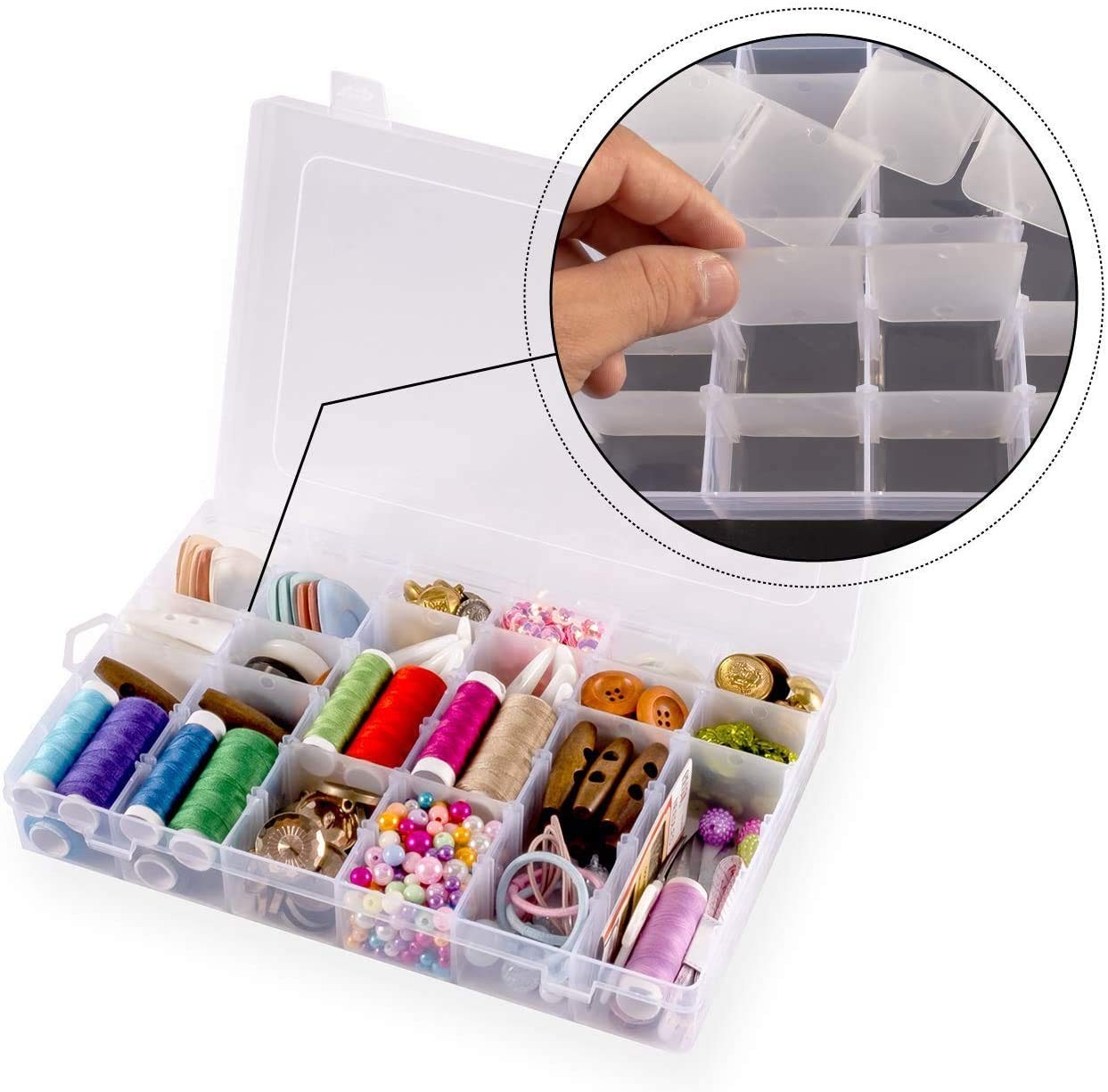 Plastic Organizer Container Box 36 Compartments Jewelry Storage Box with Adju…