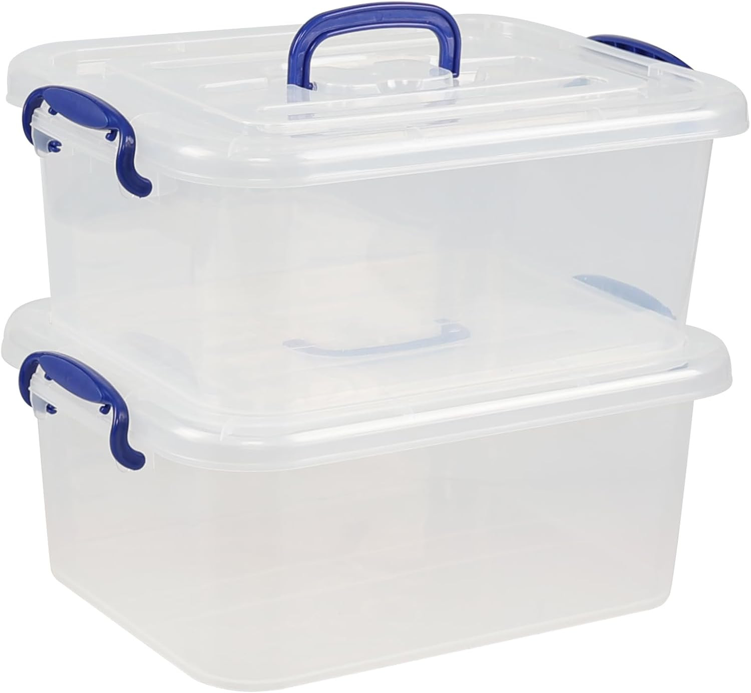 8L Clear Latching Storage Bins with Handle – 2-Pack Plastic Organizers