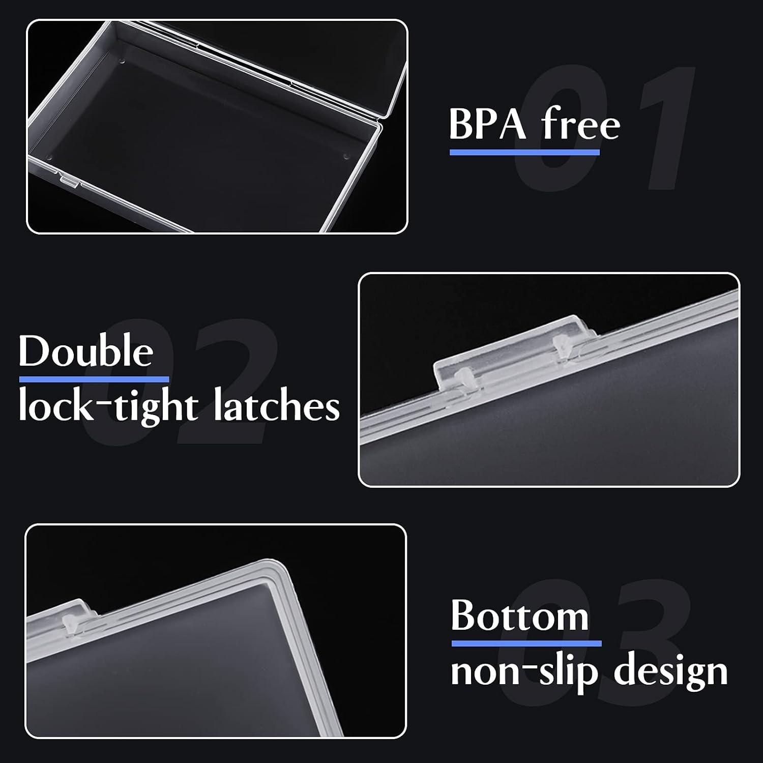 Mixed Sizes Rectangular Mini Plastic Containers Clear Plastic Storage Bo