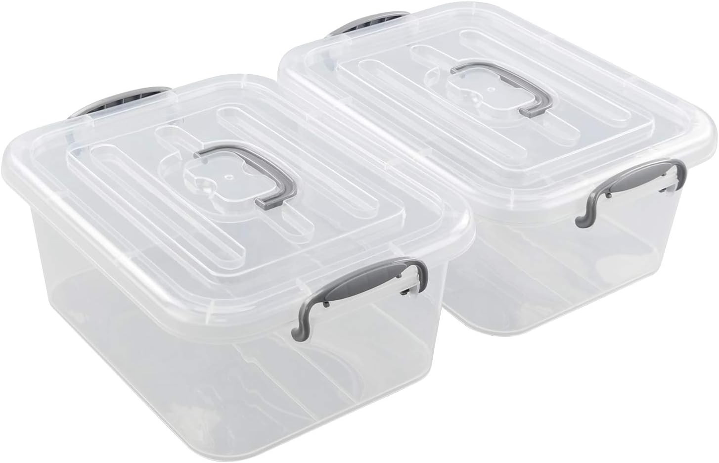 8L Clear Storage Bins with Lids – 2-Pack Durable Plastic Latch Boxes