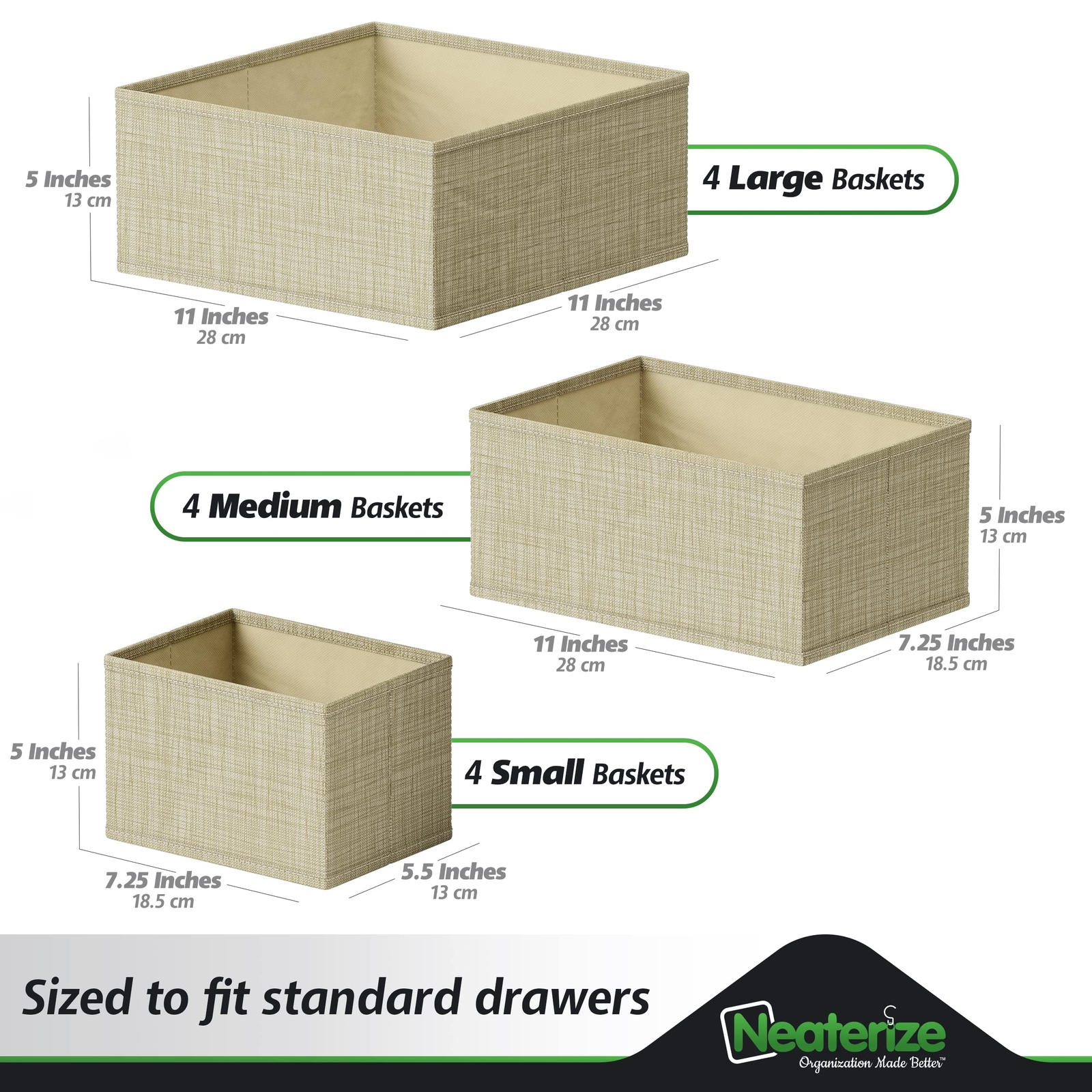 Drawer Organizer Clothes Set Of 12 Beige Dresser Organizer For Nursery Bedroom C