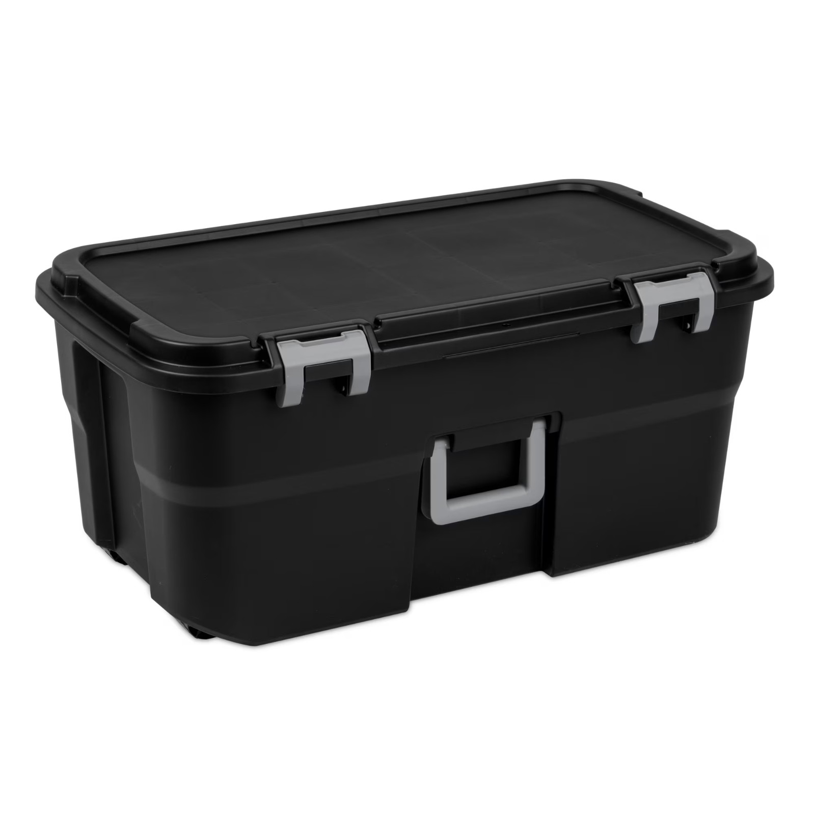 (2 pack) Sterilite 22 Gallon Large Wheeled Footlocker,Wheels and Handle, Black