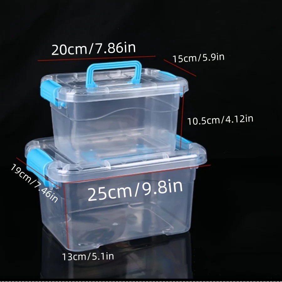 Clear Stackable Storage Bin with Latching Lid & Handle – Small Craft Organizer