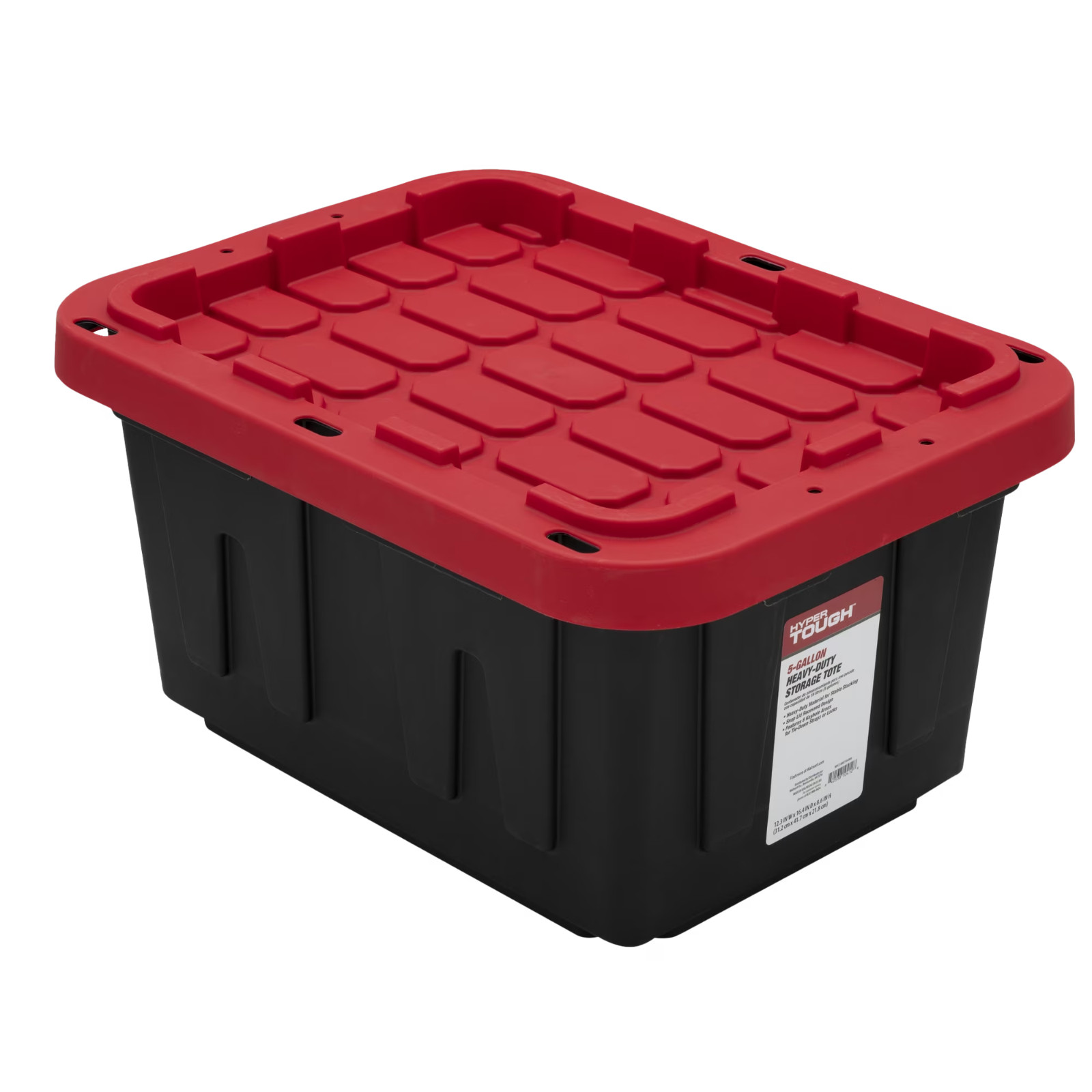 Hyper Tough 40 Gallon Snap Lid Plastic Storage Bin Container, Black with Red Lid