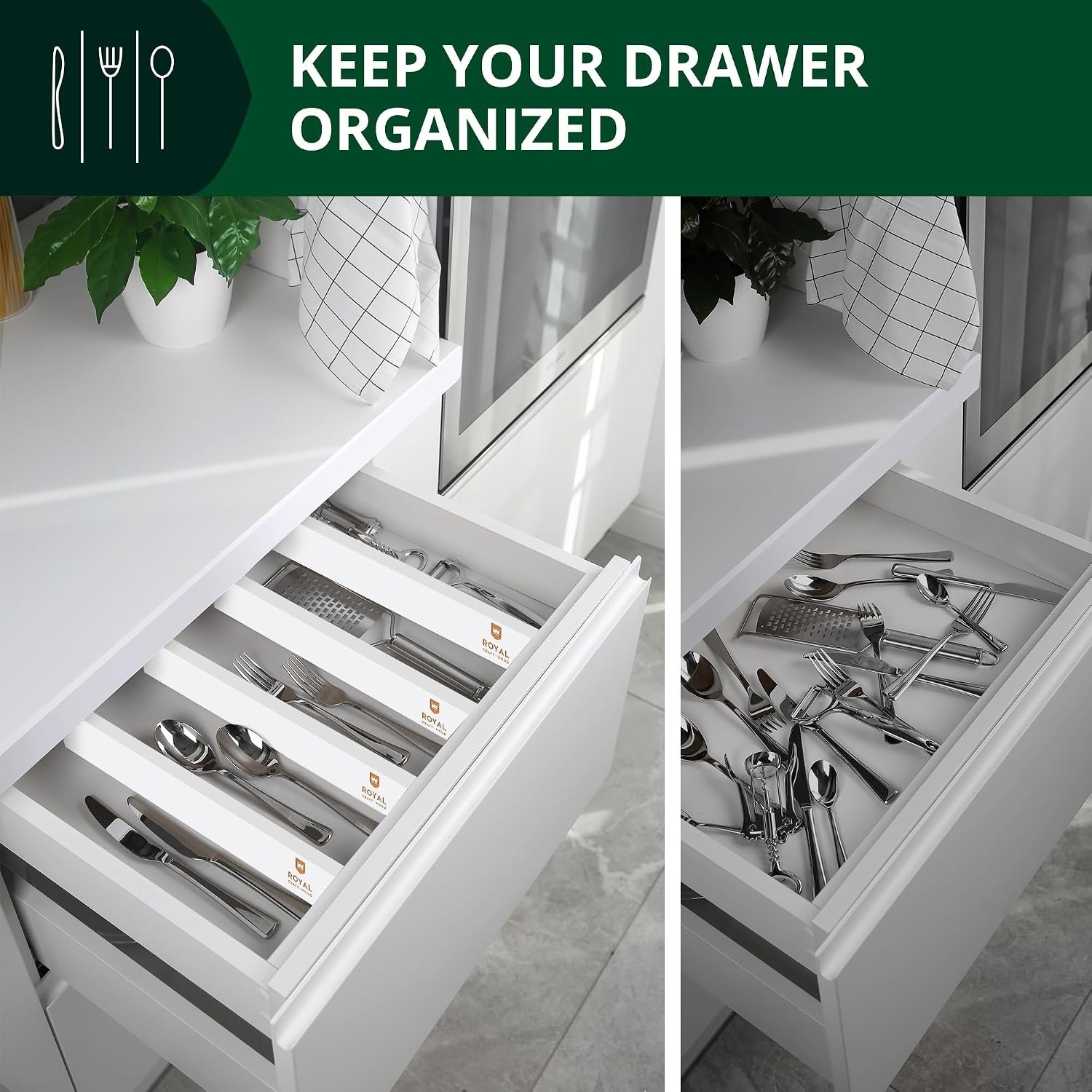 Adjustable Bamboo Drawer Dividers – 17-22 Inches, 4 Pack