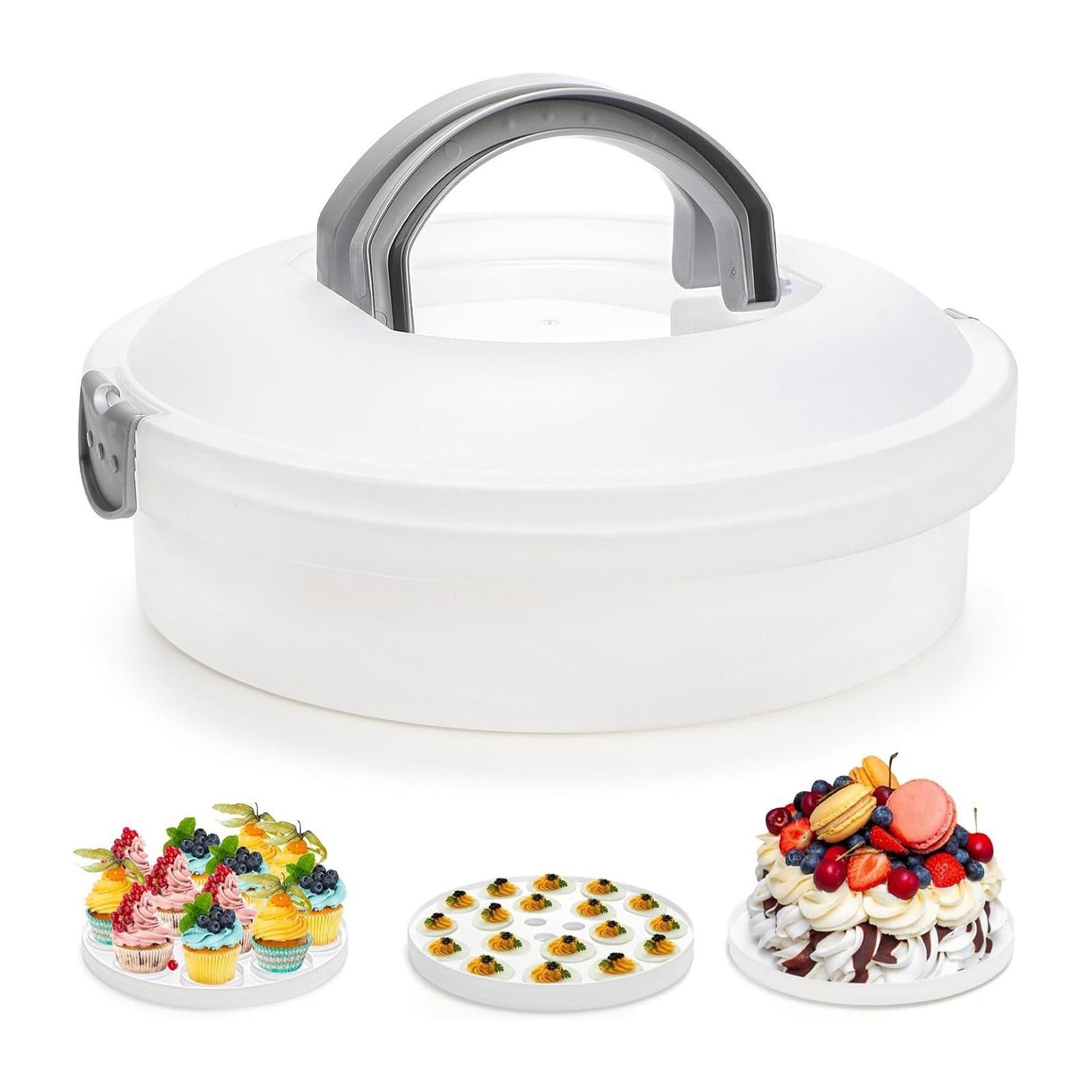 Cake Carrier with Lid Dessert Container for Leftover Pizza Vegetables Picnic