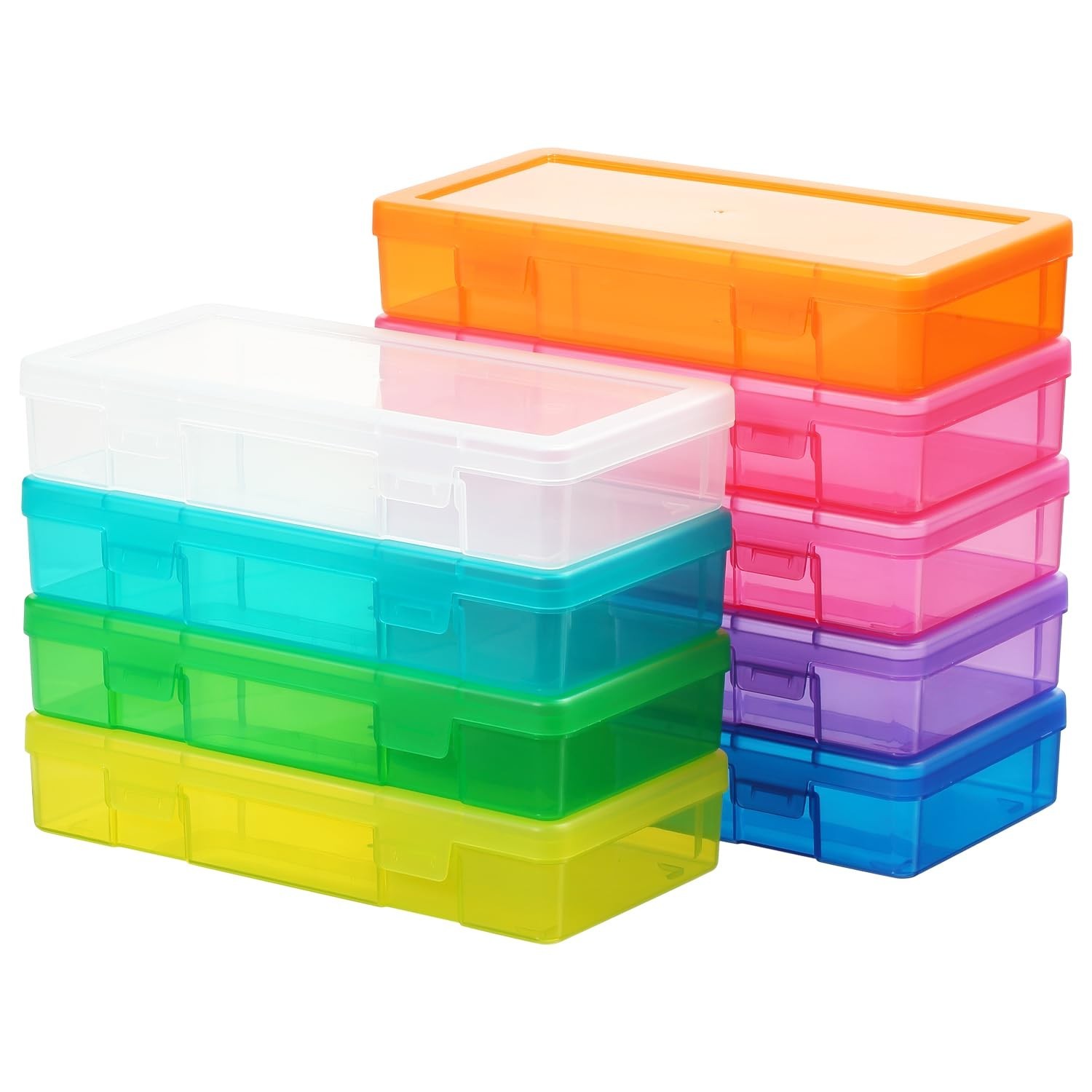 9 Pack Medium Colored Plastic Craft Organizers, Mini Storage Containers with Lid