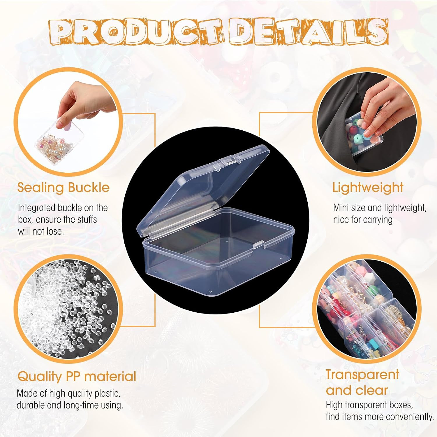 100 Pcs Clear Plastic Beads Storage Containers Box Small Clear Boxes
