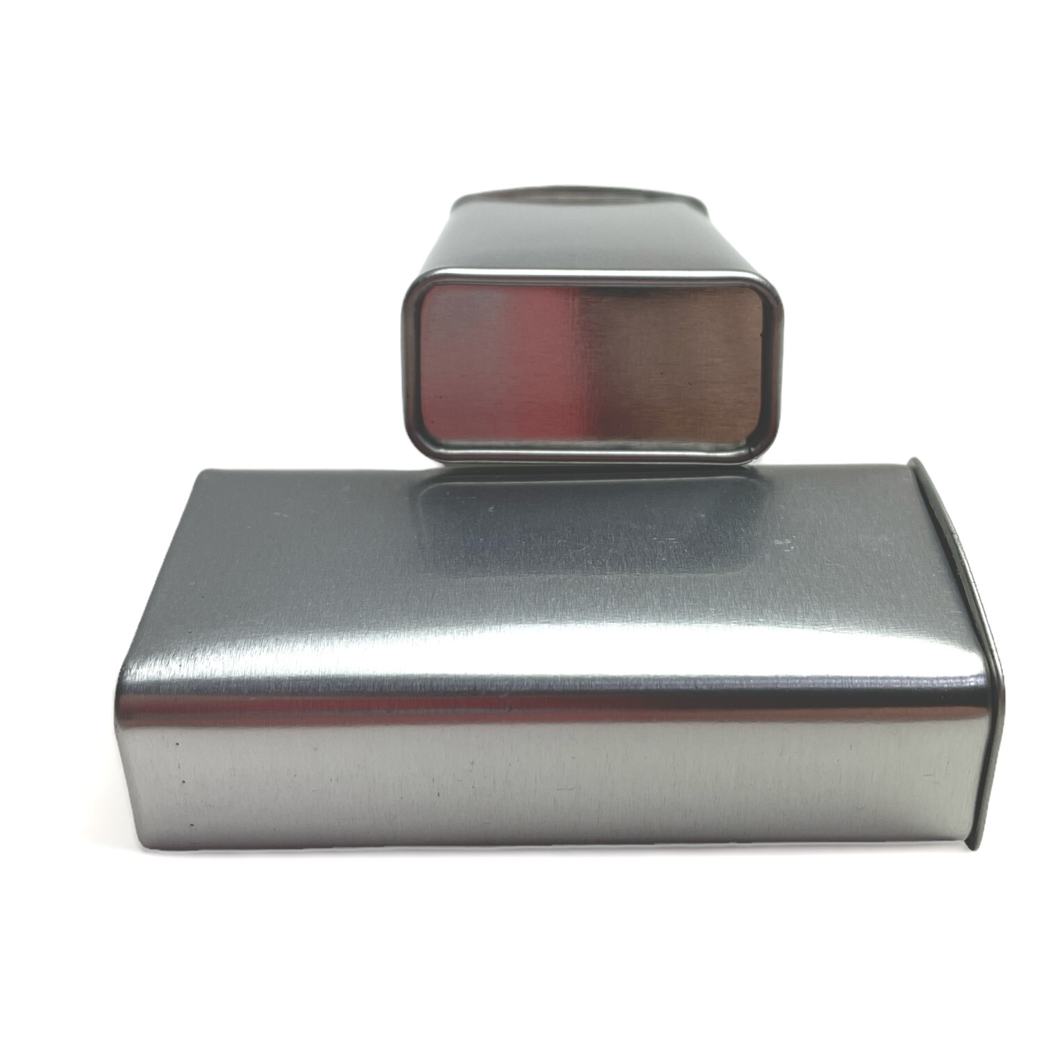 MagnaKoys Rectangular Silver Metal Hinged Lid Tin Containers (7 Pack)
