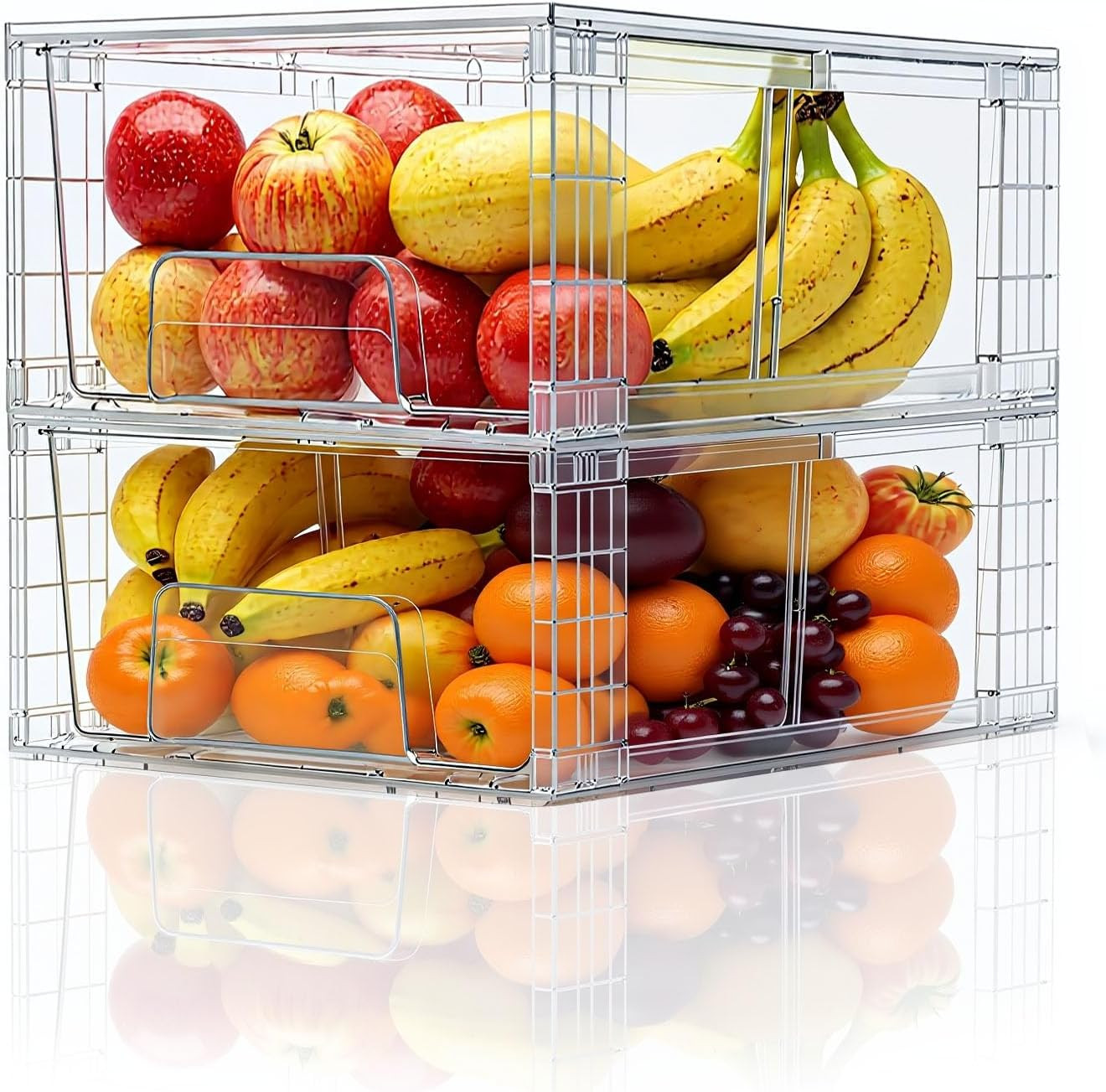 Small Stackable Clear Acrylic Storage Drawers(6 Pack) with Handles,Plastic Organ