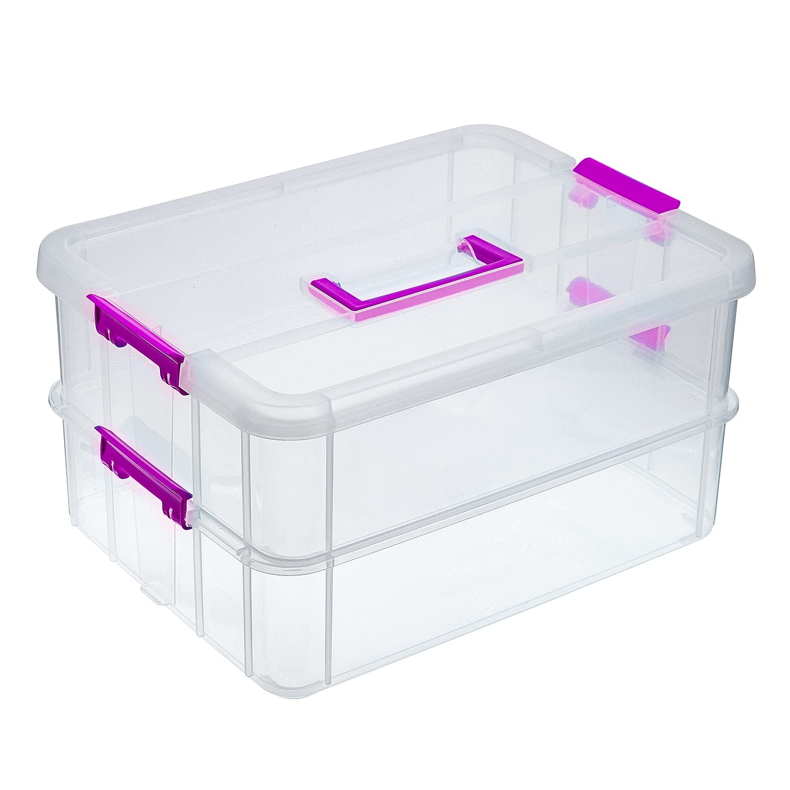 2 Layer Stack & Carry , Plastic Multipurpose Portable Storage Container Handl…