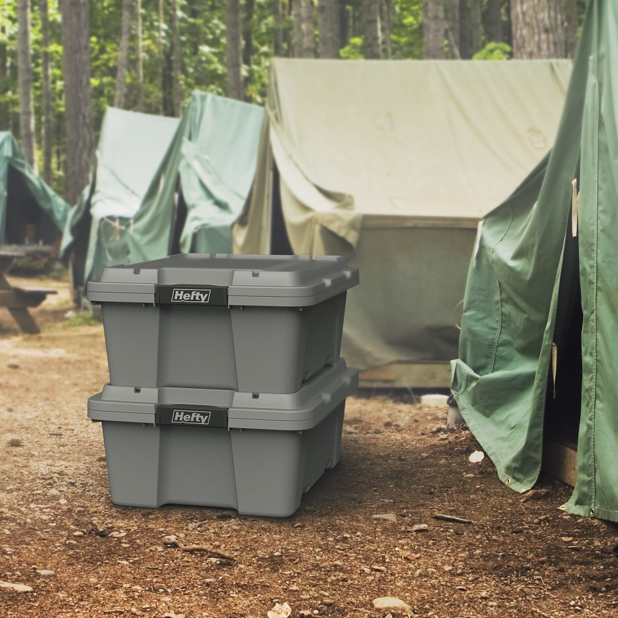 Hefty 12 Gallon Max Pro Plastic Utility Storage Tote, Gray, 6 Pack