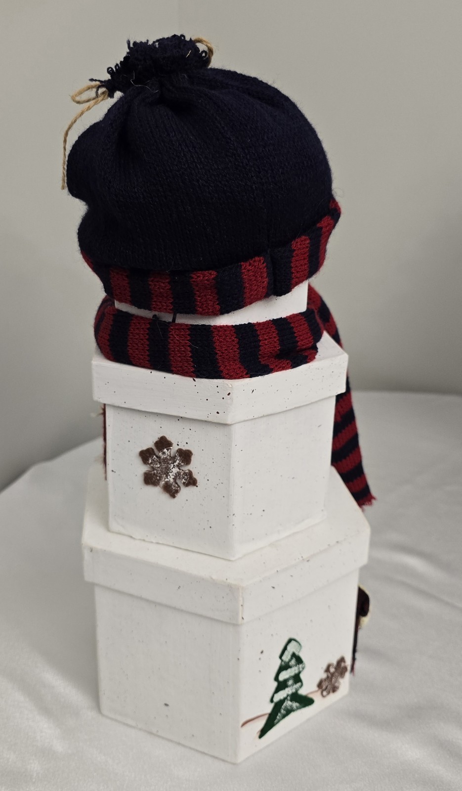 15&Prime; Tall Snowman Holiday 3 Stackable Storage Container Gift Boxes Hard Cardboard