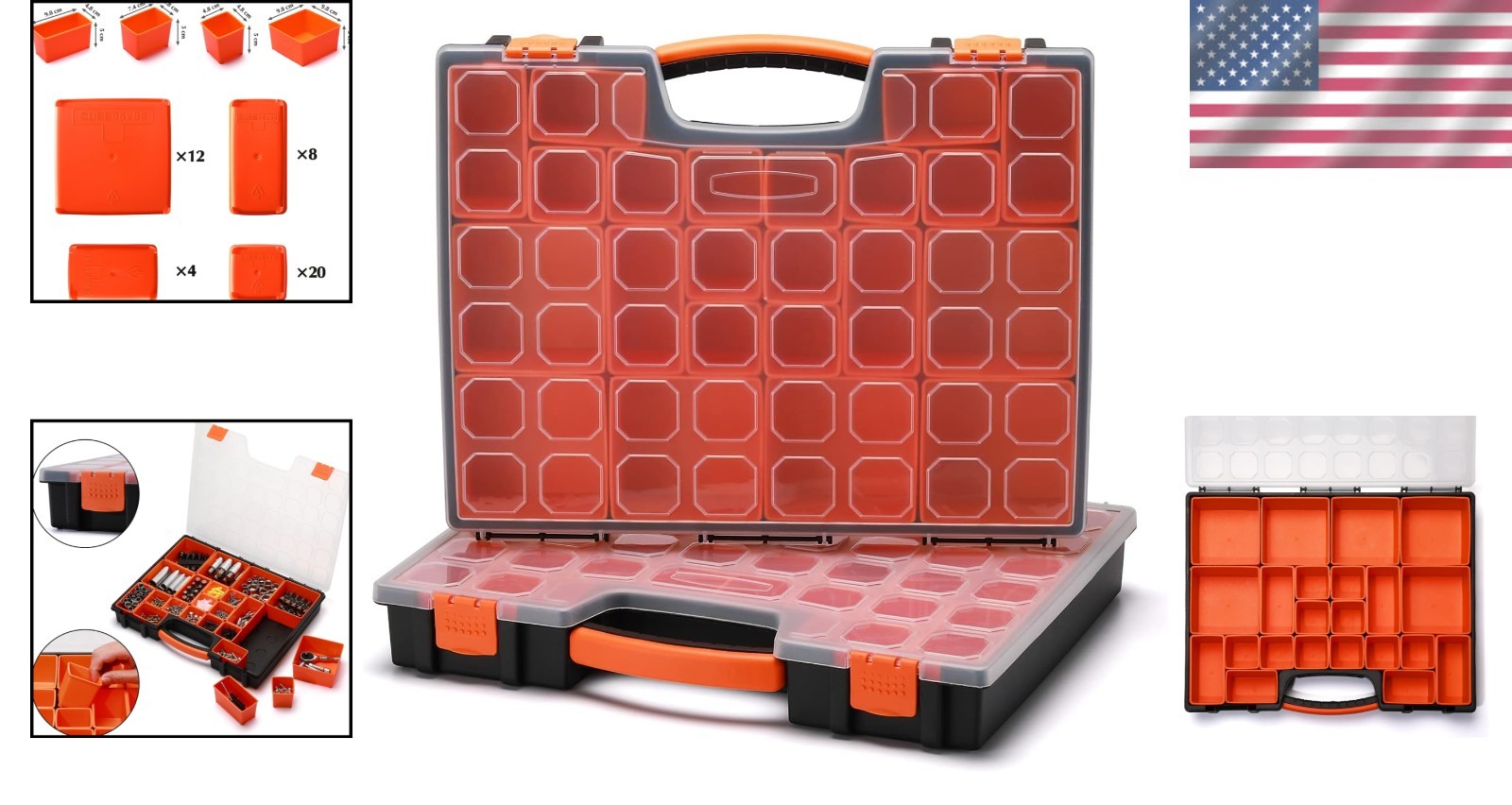 Multi-Purpose Red Tool Organizer Box Set – 44 Compartments for Crafts & Hobbies