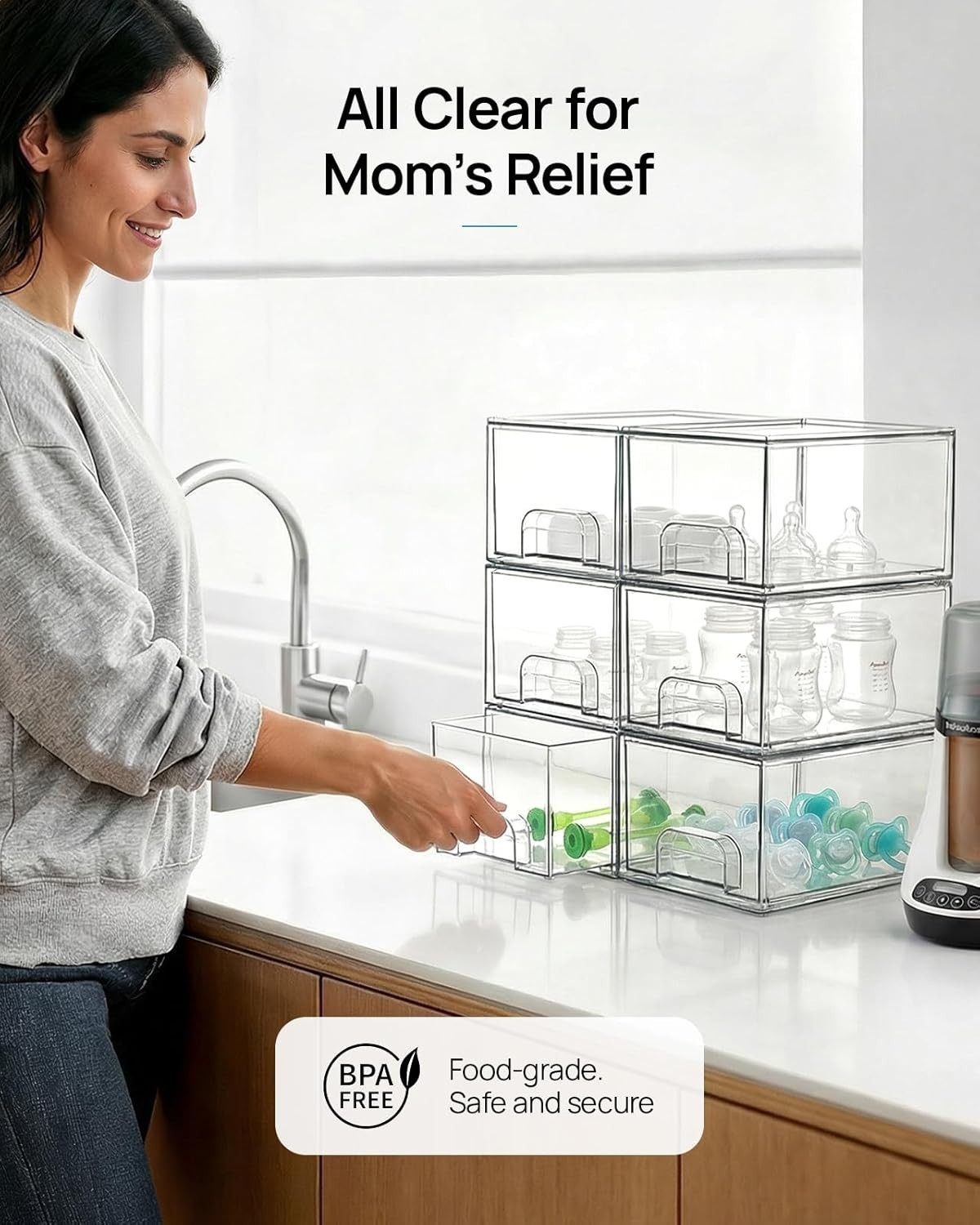 4 Pack Clear Acrylic Stackable Drawers – Stylish Makeup & Home Organizer