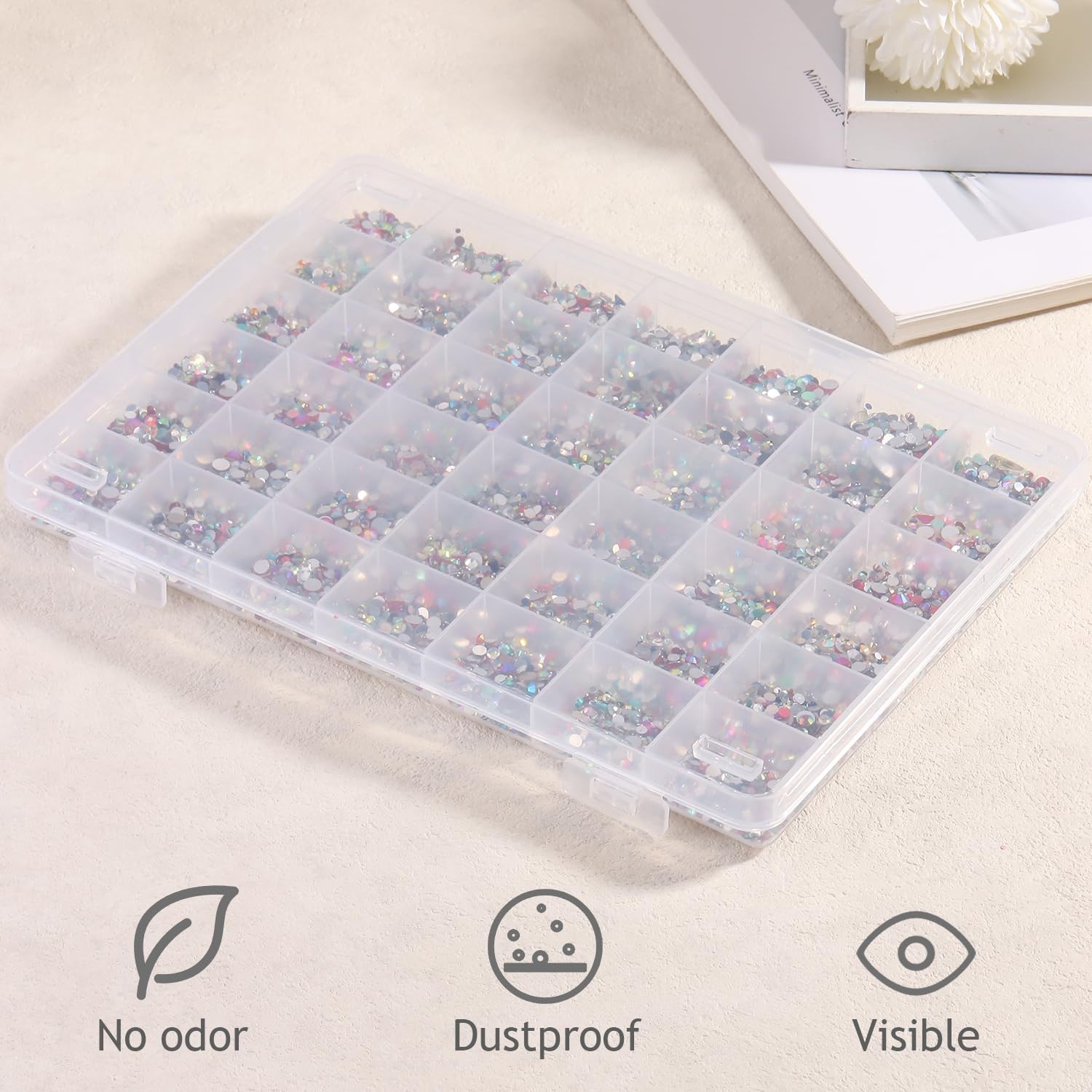 Clear Large Plastic Grid Storage Organizer Box With Dividers Bead Organizer