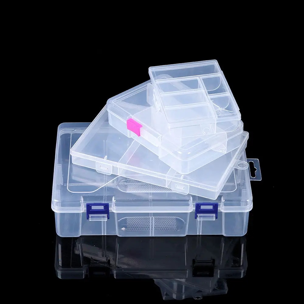 Multi Styles Small Square Clear Plastic Storage Box for Jewelry Diamond Embroide