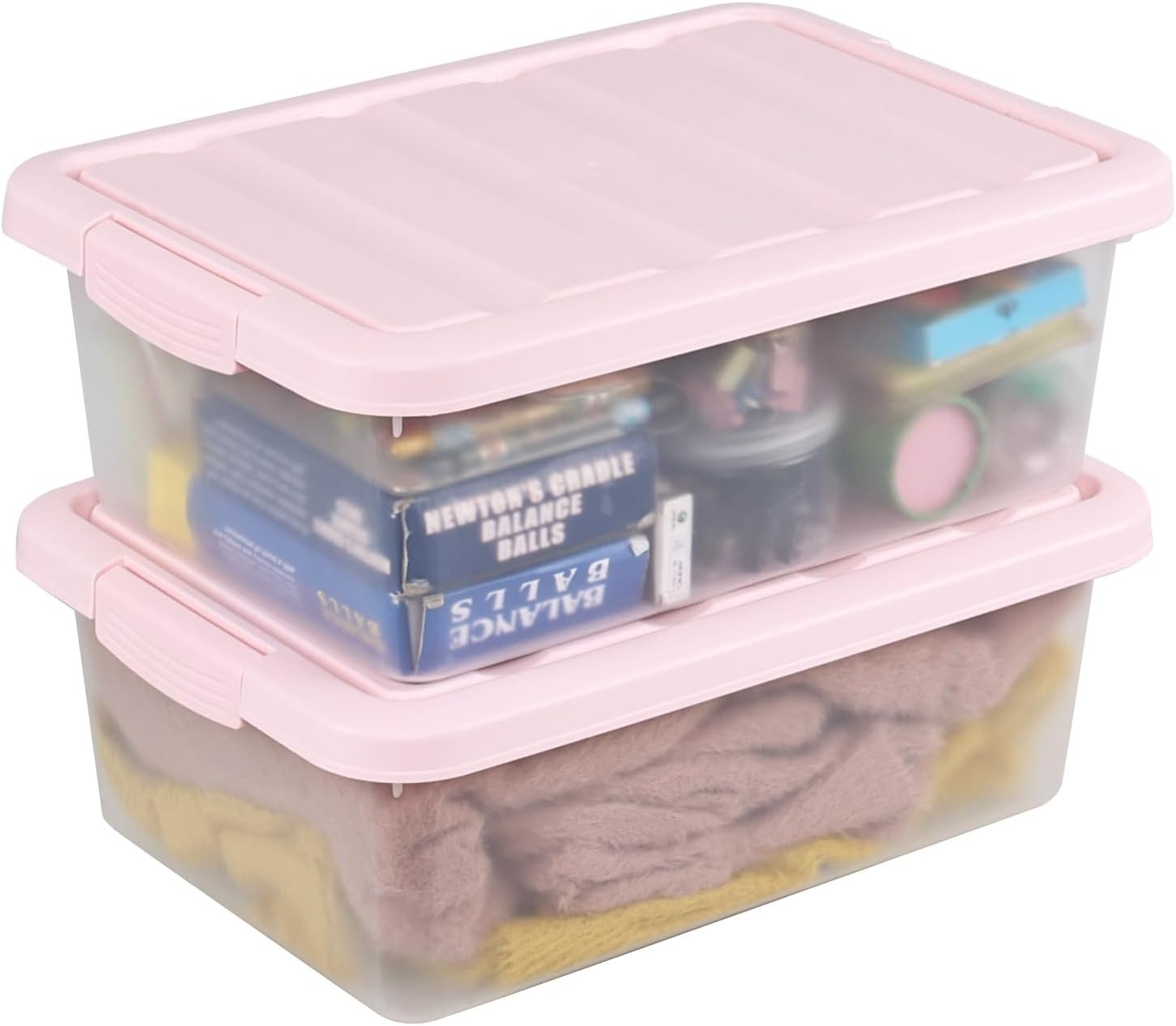 2-Pack 14L Underbed Storage Boxes with Pink Lids – Latch Containers