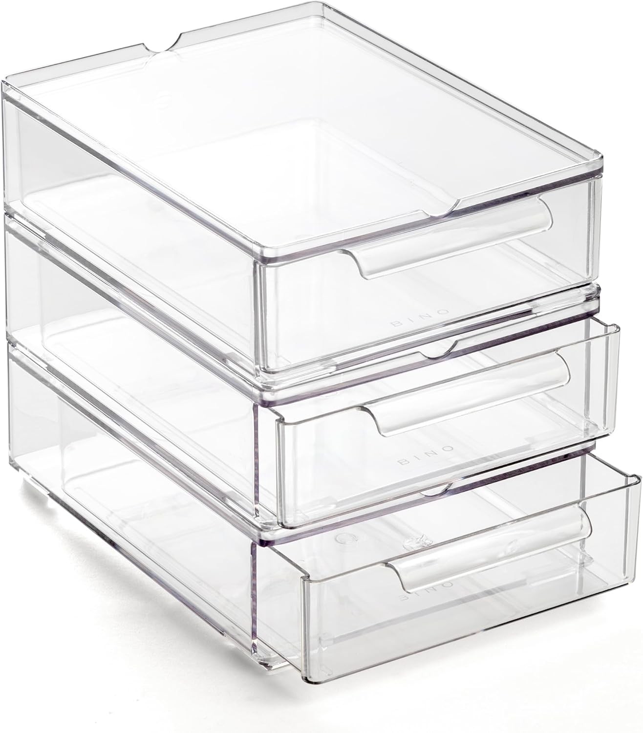 Clear Stackable Storage Drawers, Small – 3 Pack | Clear Storage Drawers