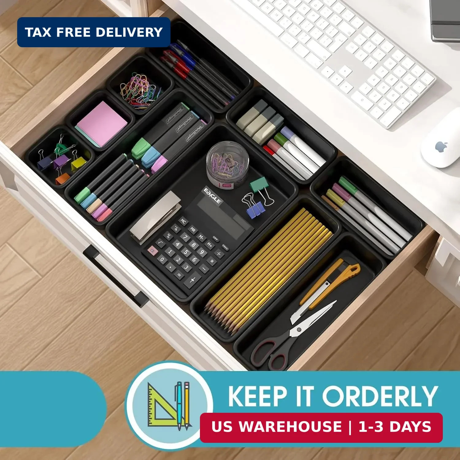 StoreHappily 10 PCS Drawer Organizer Set, 4 Size Makeup Drawer Divider Organizer