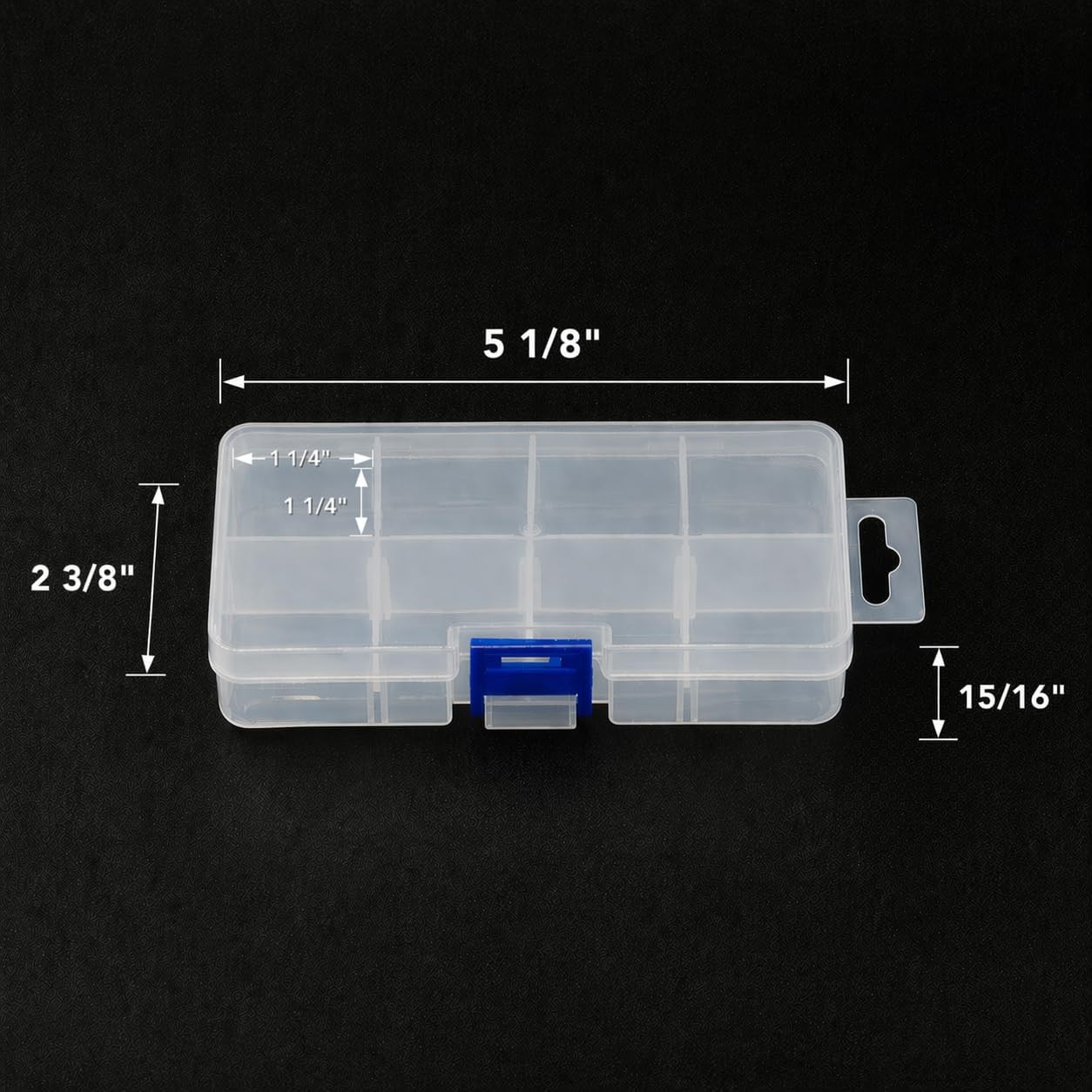 25-Pack Small Plastic Storage Box Case Container with 8 Grid Dividers Tackle Box