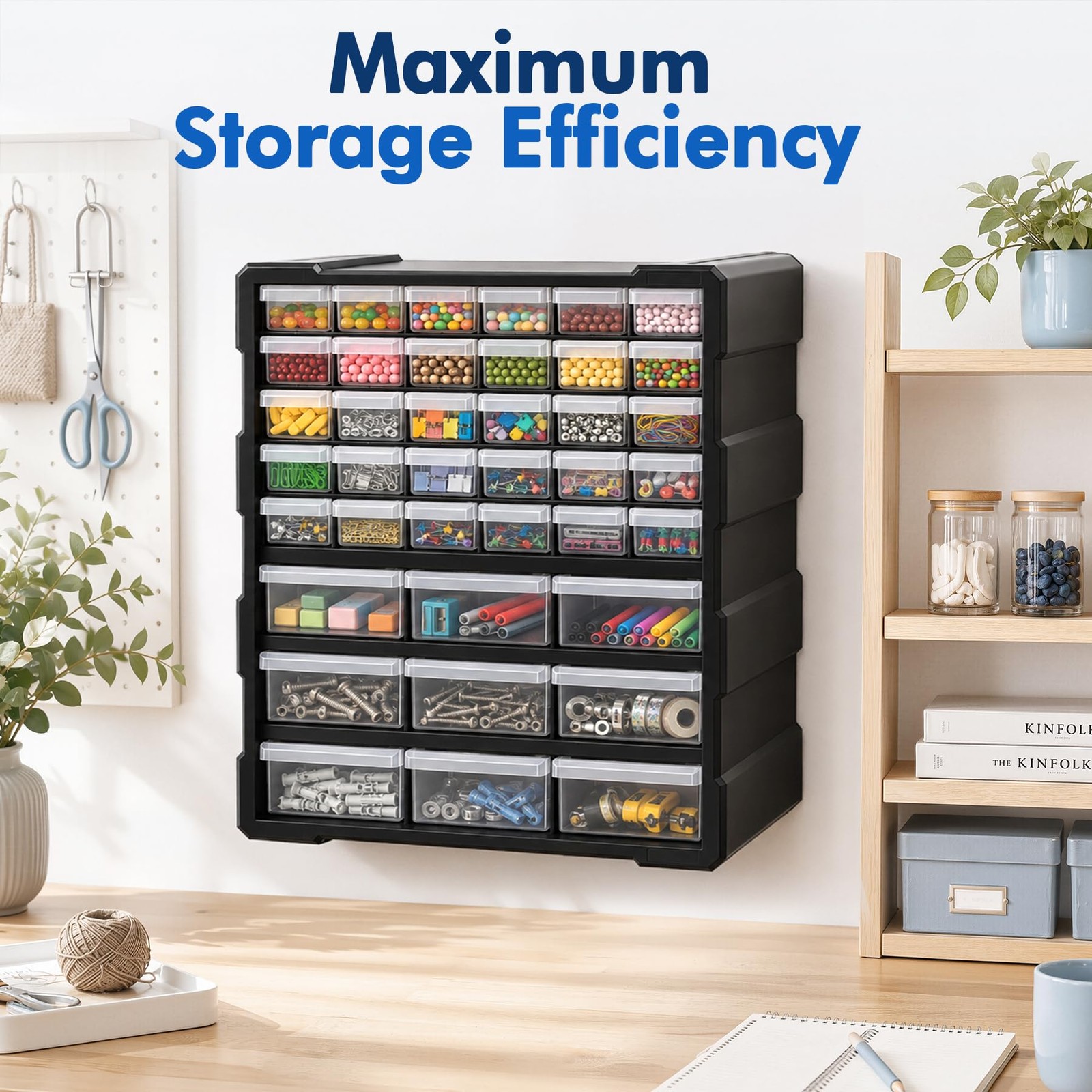 Stackable Drawer Organizer Cabinet for Garage Hardware and Craft Supplies