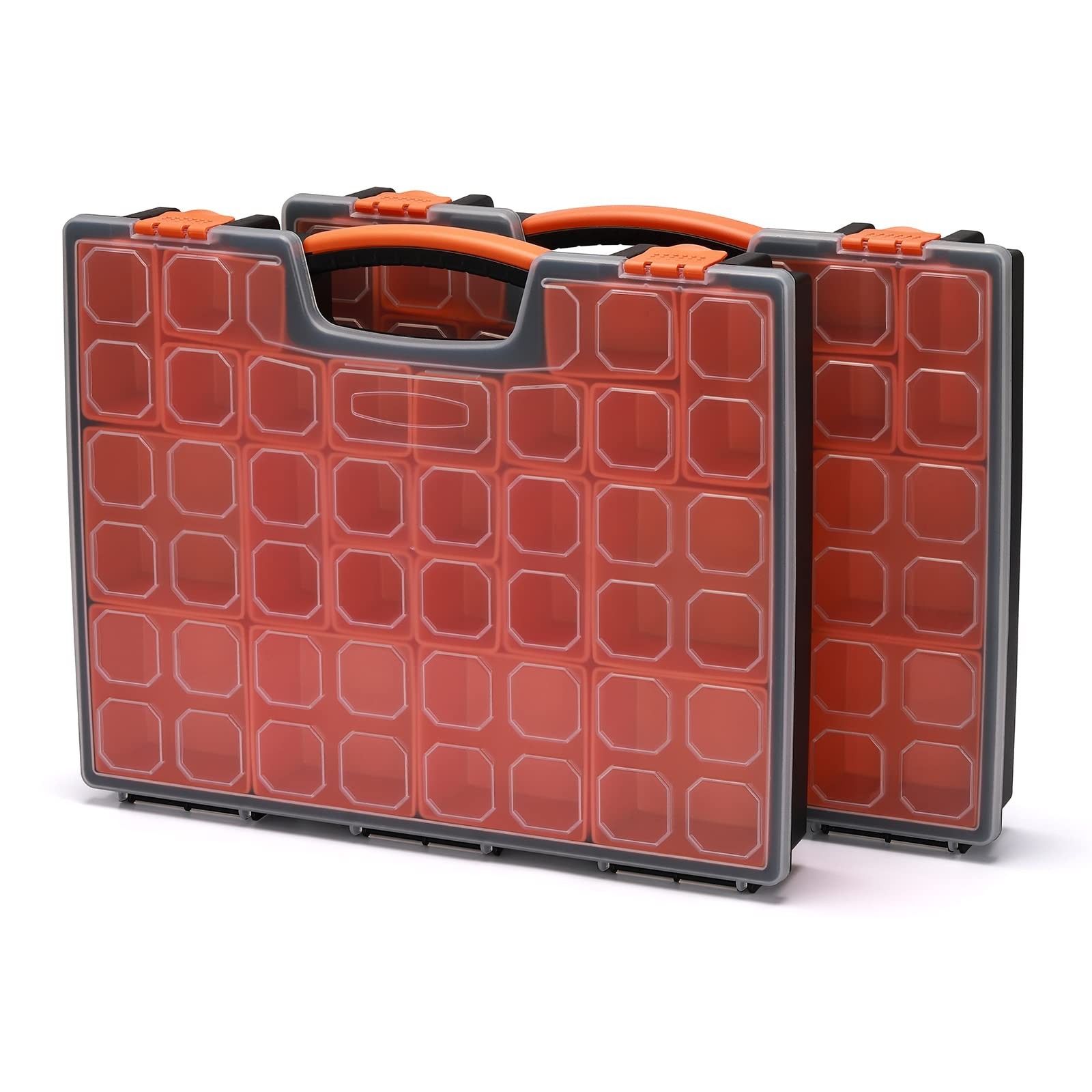 Multi-Purpose Portable Organizer Box Set – 2PCS with 44 Removable Compartments,