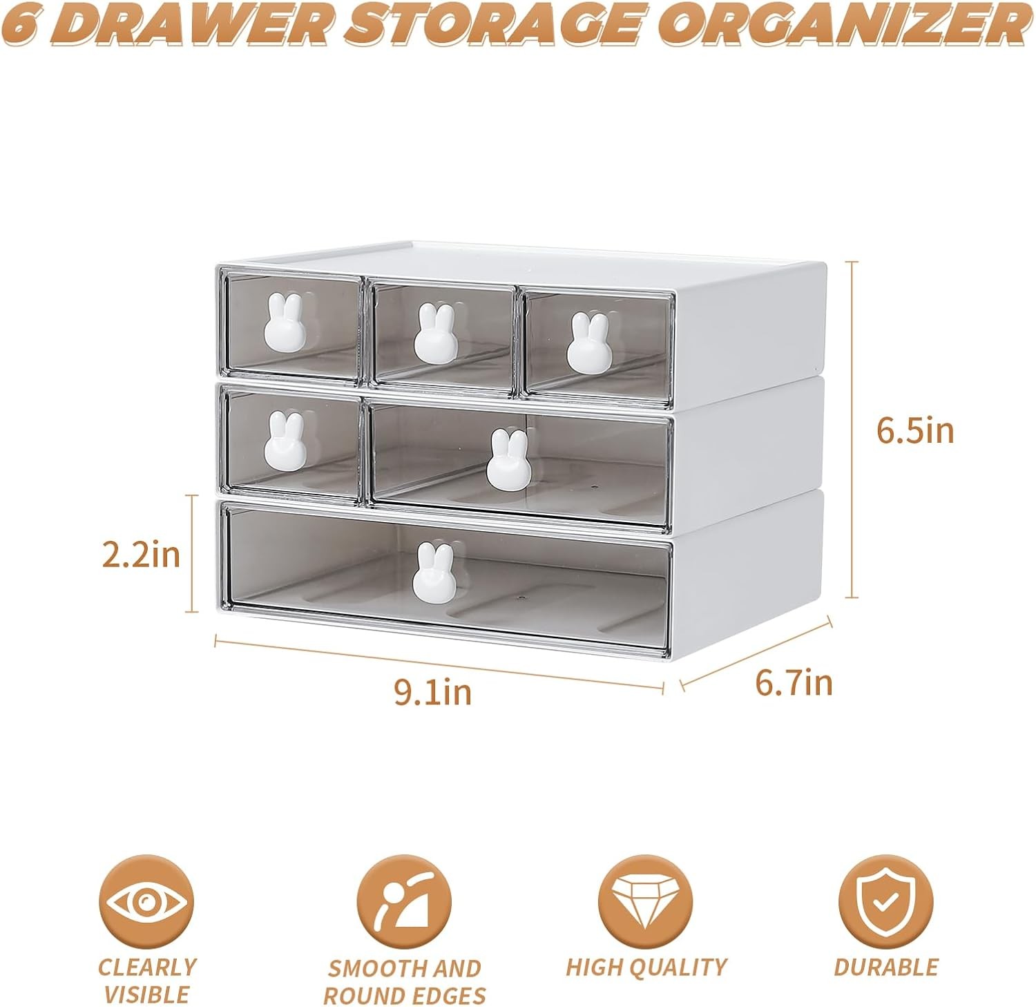 Plastic Desk Organizer with Drawers,Desktop Organizer Drawers Storage,3 Tier