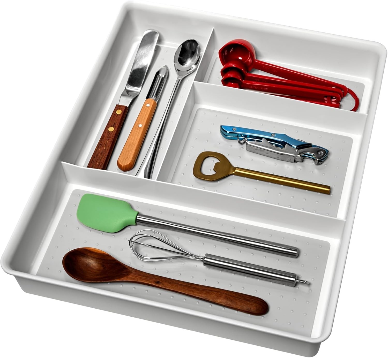 4 Compartment Drawer Organizer Multi Purpose Storage Utensils Office Tools Cords