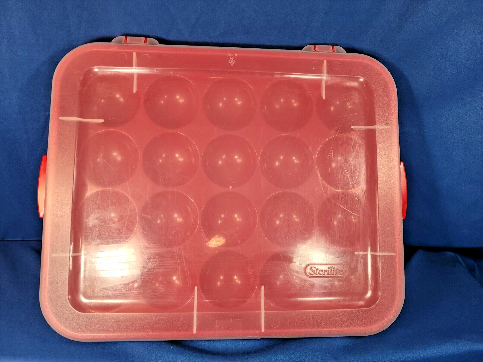 Sterilite 20 Compartment Christmas Holiday Ornament Box Storage Case, Red