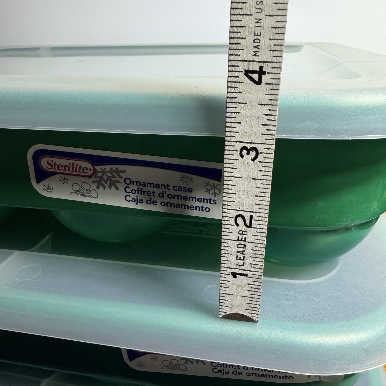 2 Green Sterilite Ornament Storage Box Case 20 Piece Hinged Lid Snap Closure 20&Prime;