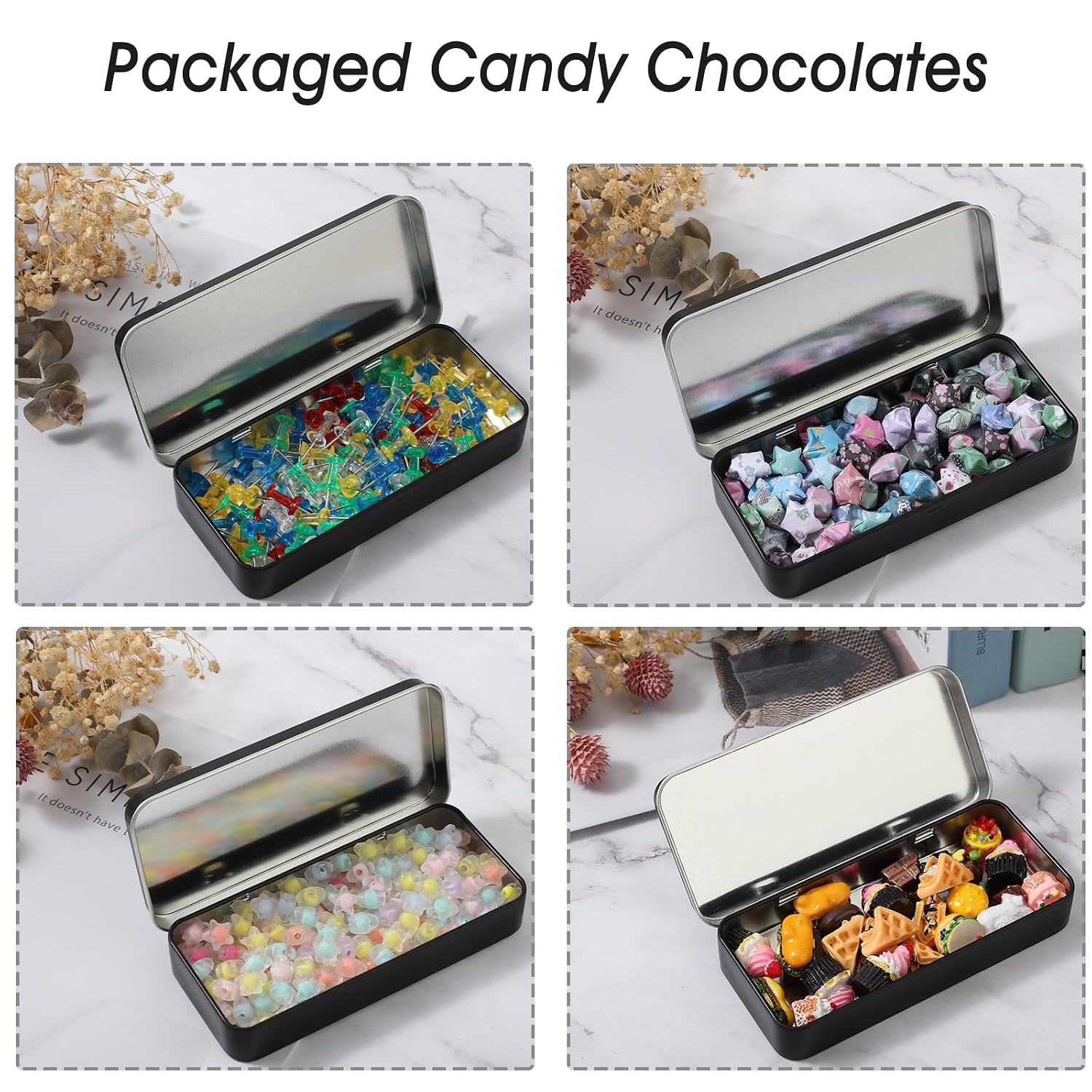 Metal Rectangular Hinged Empty Tin Storage Containers Home Metal Tin Boxes