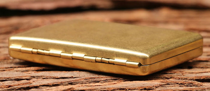 Gentleman Rectangular Brass Tobacco Cigarette Case Holder Smoke Box 3 sizes