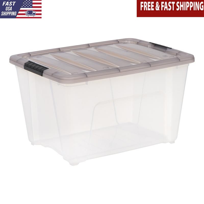 53 Qt Stackable Clear Plastic Storage Bins W/Latching Lid Home Organization New