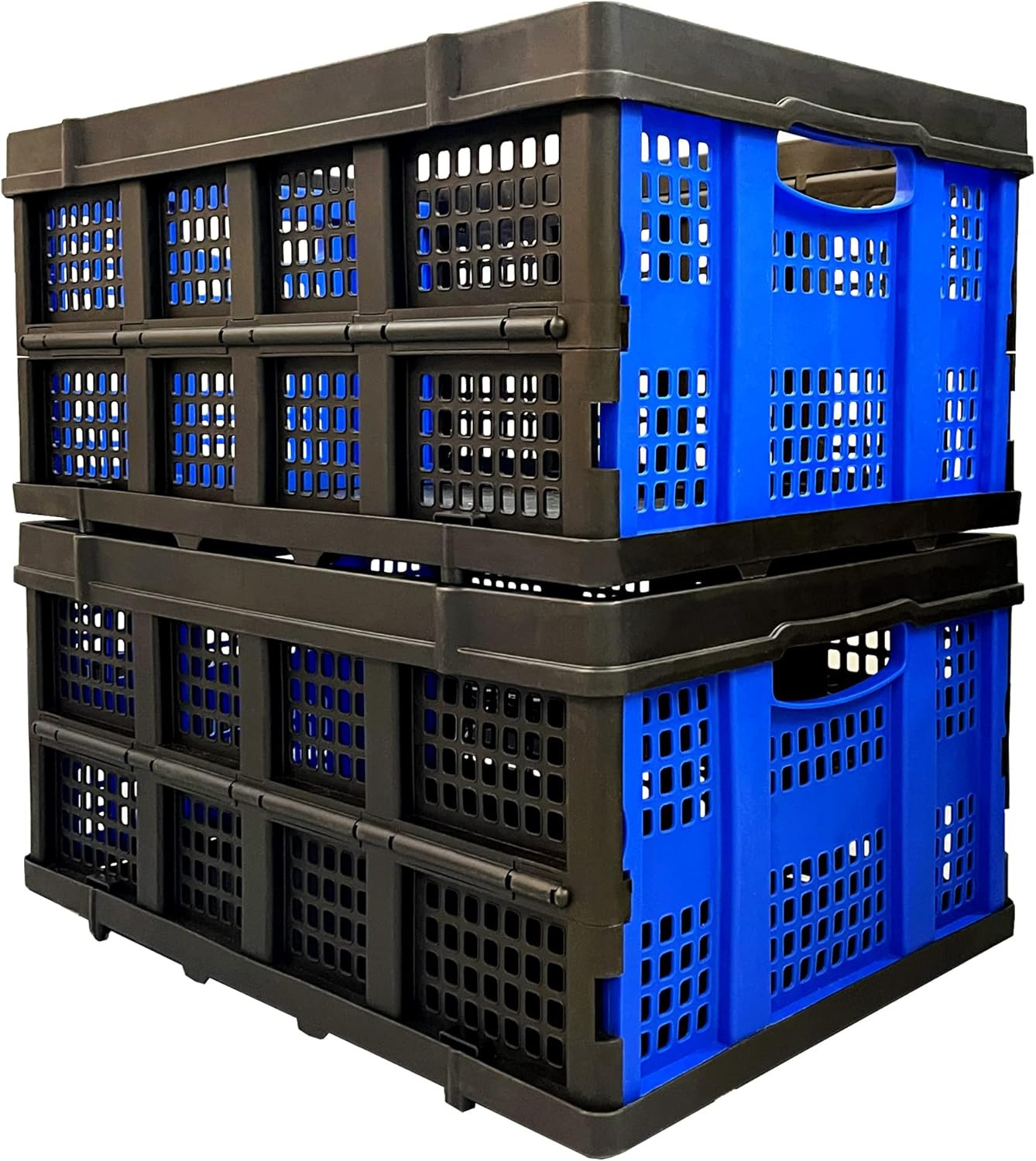 Stackable Foldable Plastic Storage Crates – Set of 2 for Home & Office